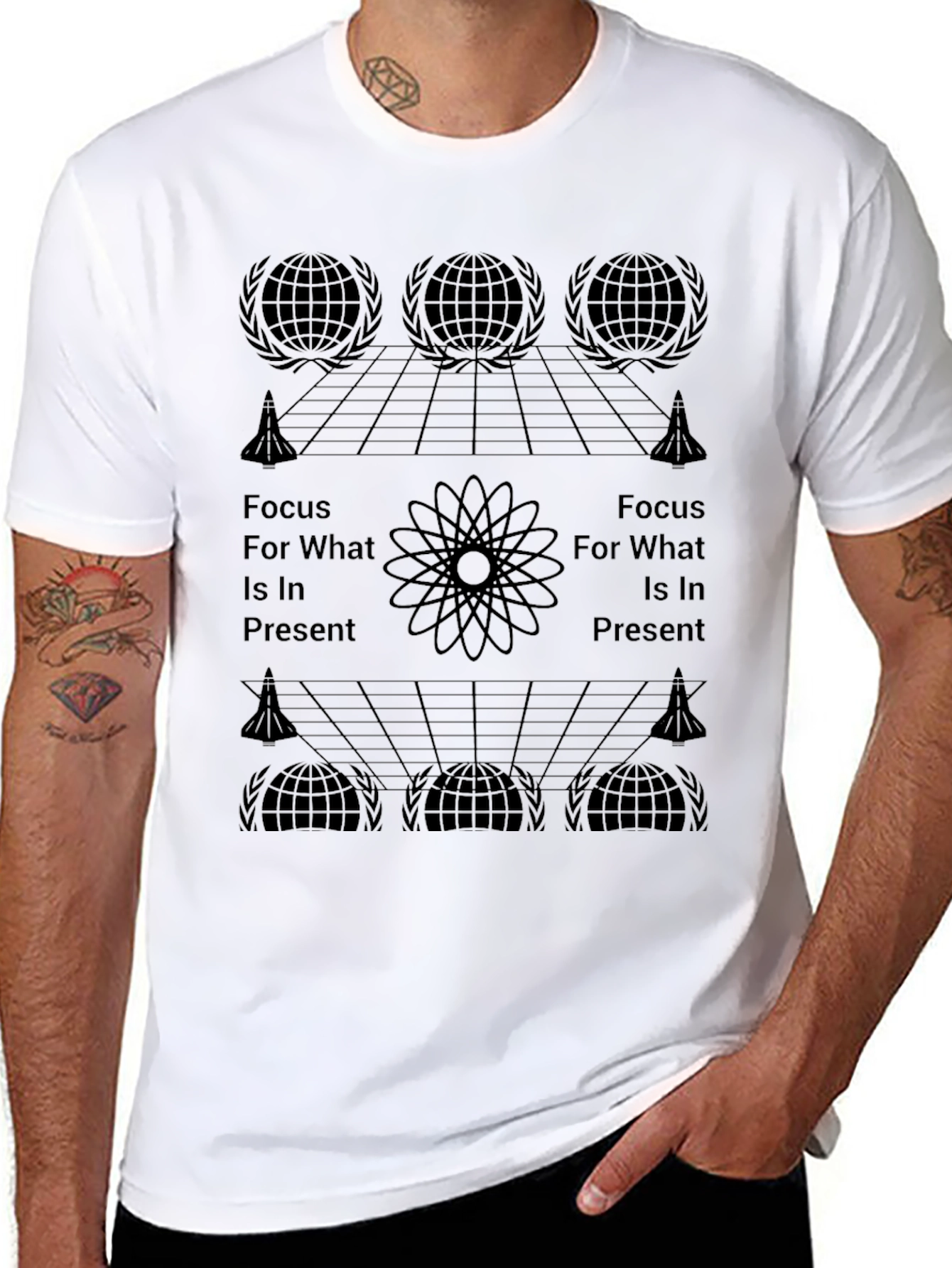 Focus in Present Graphic Tee - Black