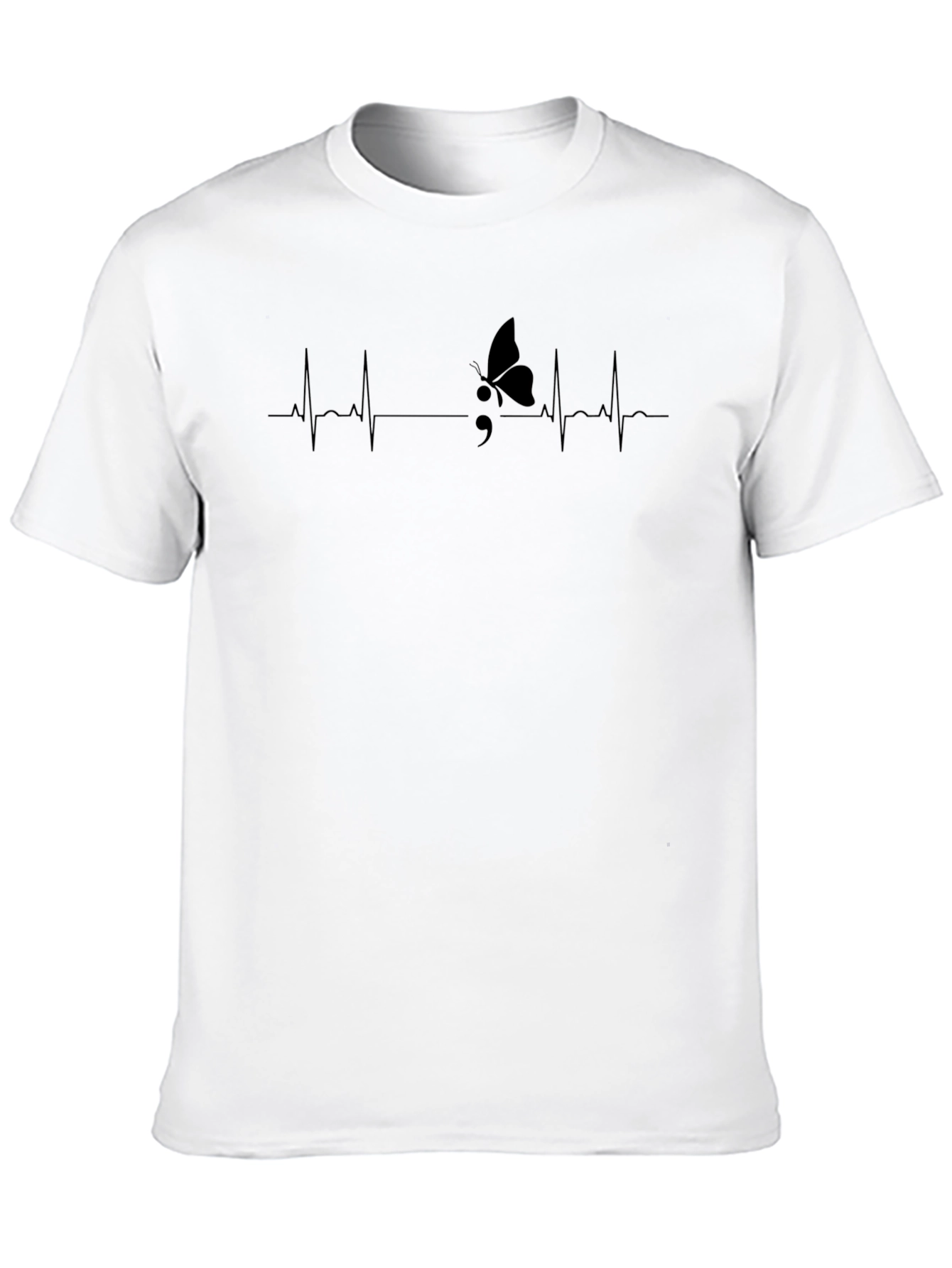 Butterfly Semicolon Heartbeat Graphic T-Shirt