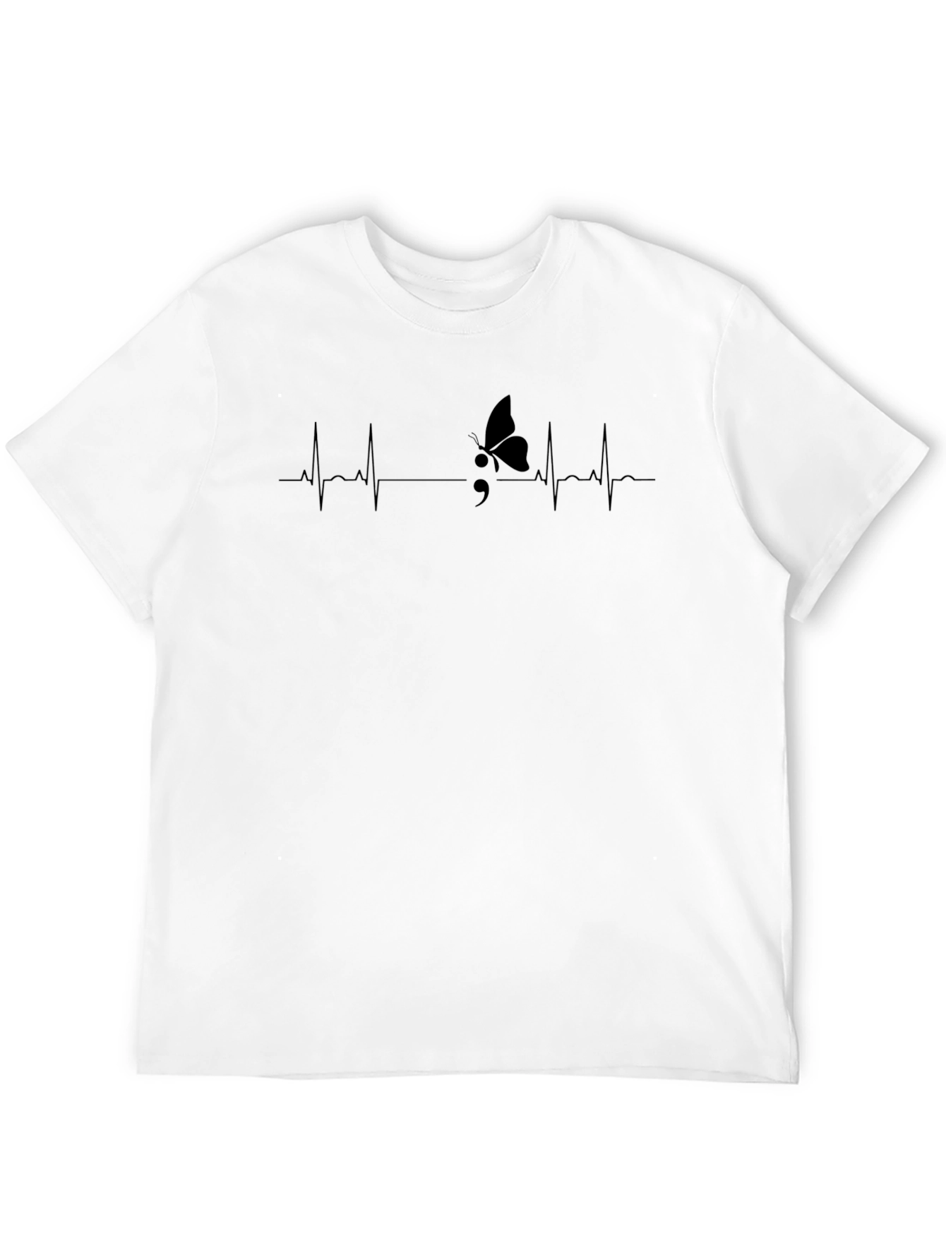 Butterfly Semicolon Heartbeat Graphic T-Shirt