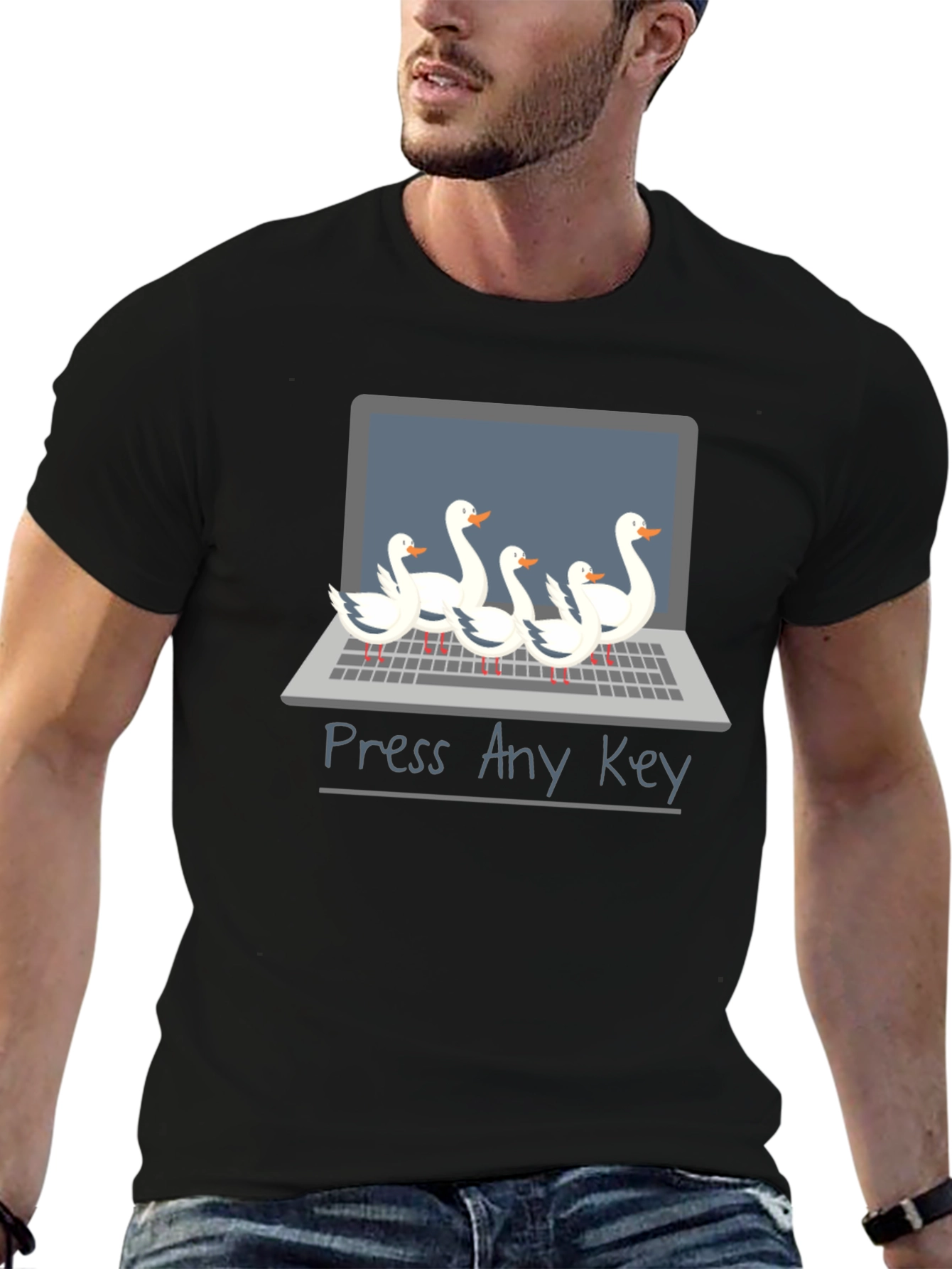 Funny Press Any Key Goose T-Shirt