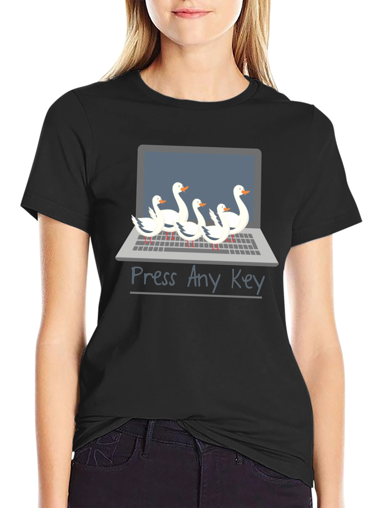 Funny Press Any Key Goose T-Shirt