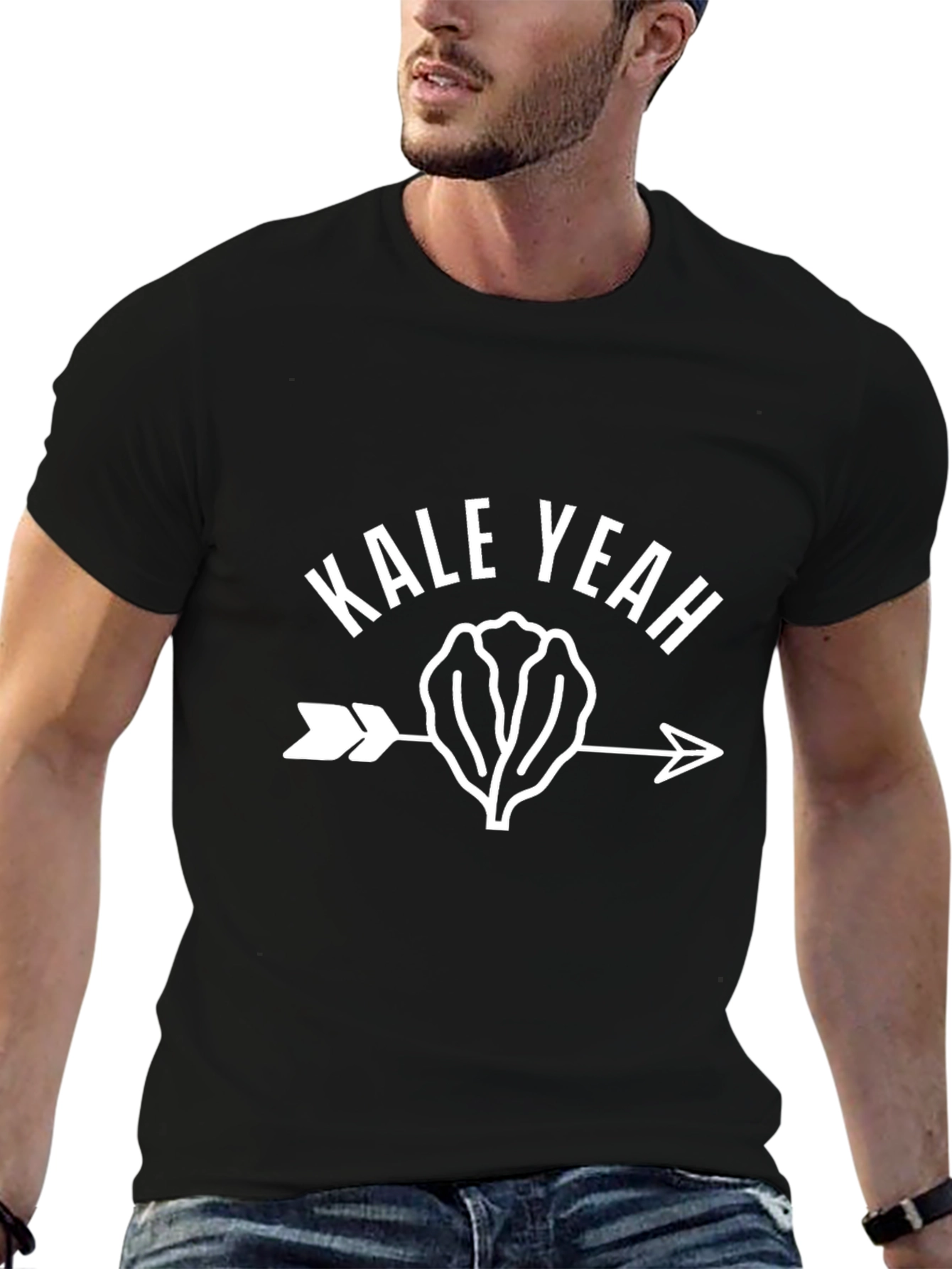 Kale Yeah Arrow Graphic Tee - Unisex Black T-Shirt
