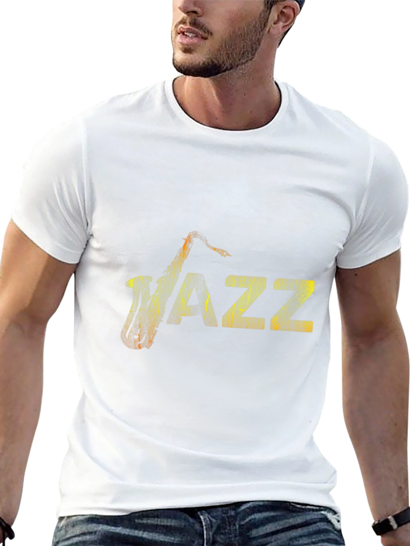 Jazz Music Graphic Tee - Black Cotton Saxophone Shirt