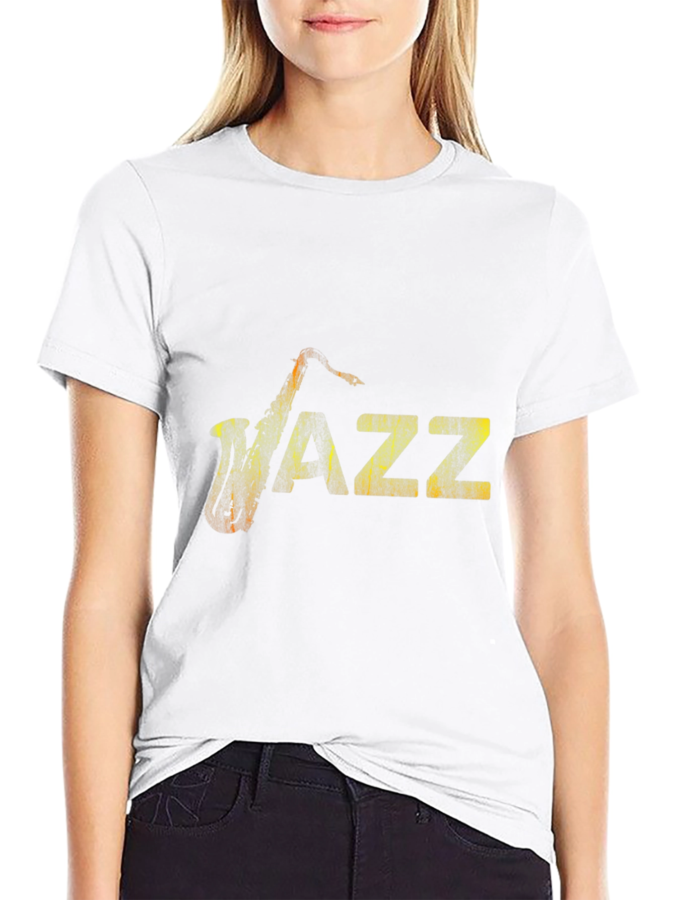 Jazz Music Graphic Tee - Black Cotton Saxophone Shirt