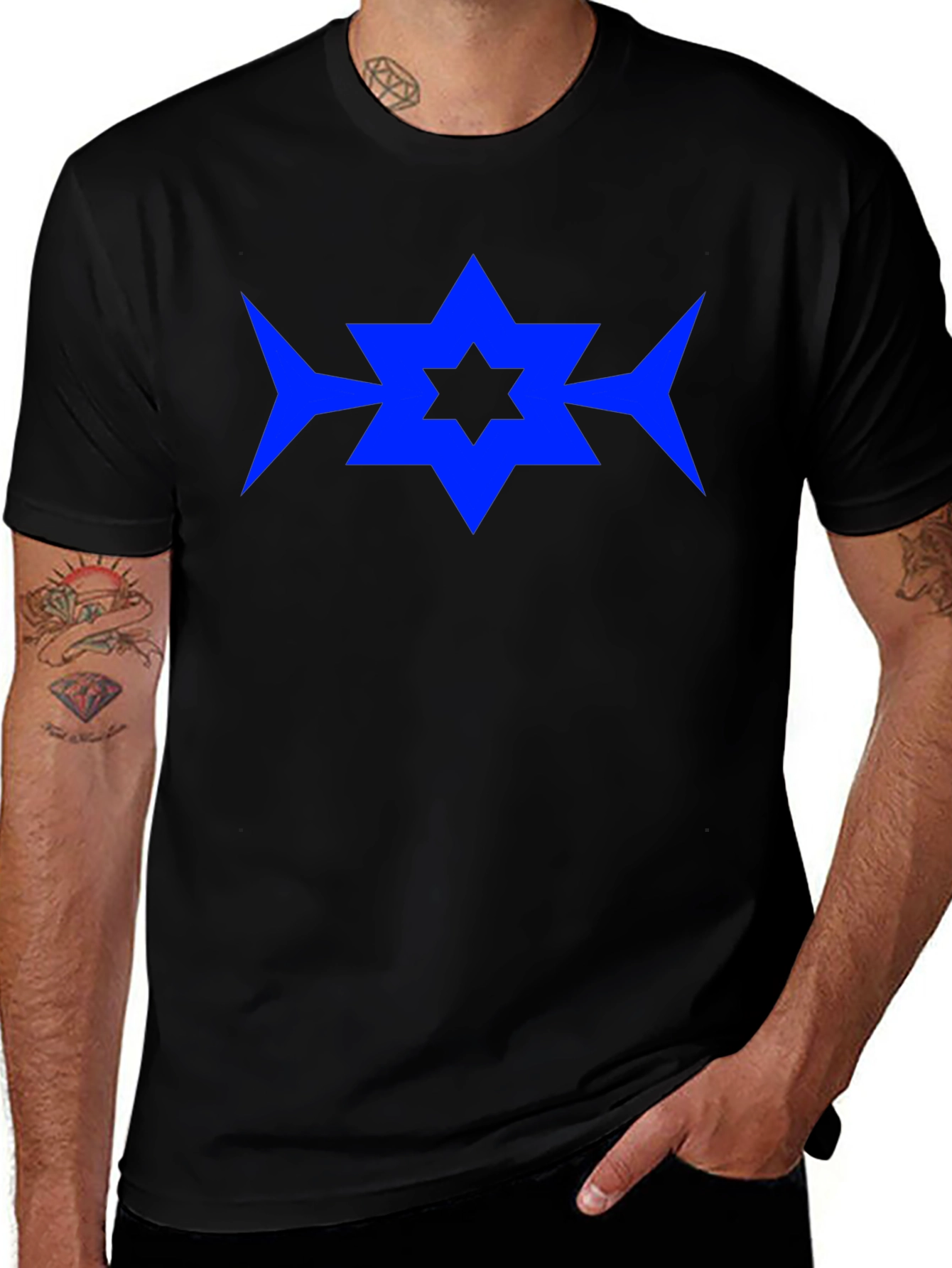 Blue Star Graphic Black T-Shirt