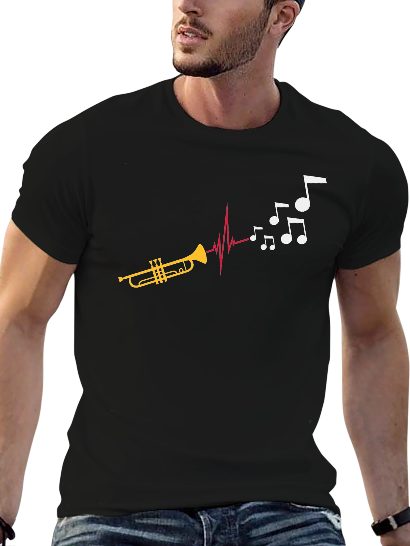 Musical Trumpet T-Shirt: Rhythm Heartbeat