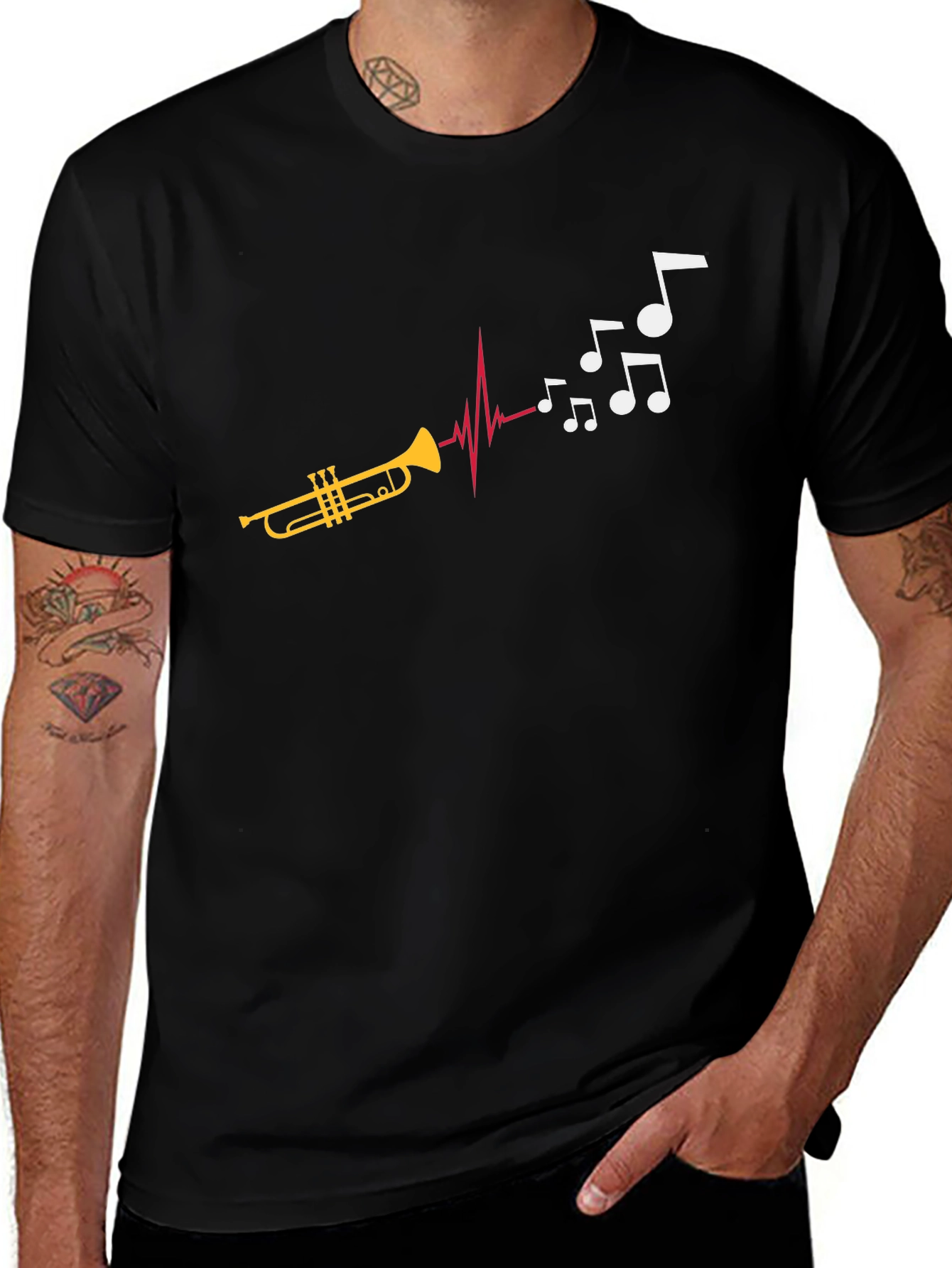 Musical Trumpet T-Shirt: Rhythm Heartbeat