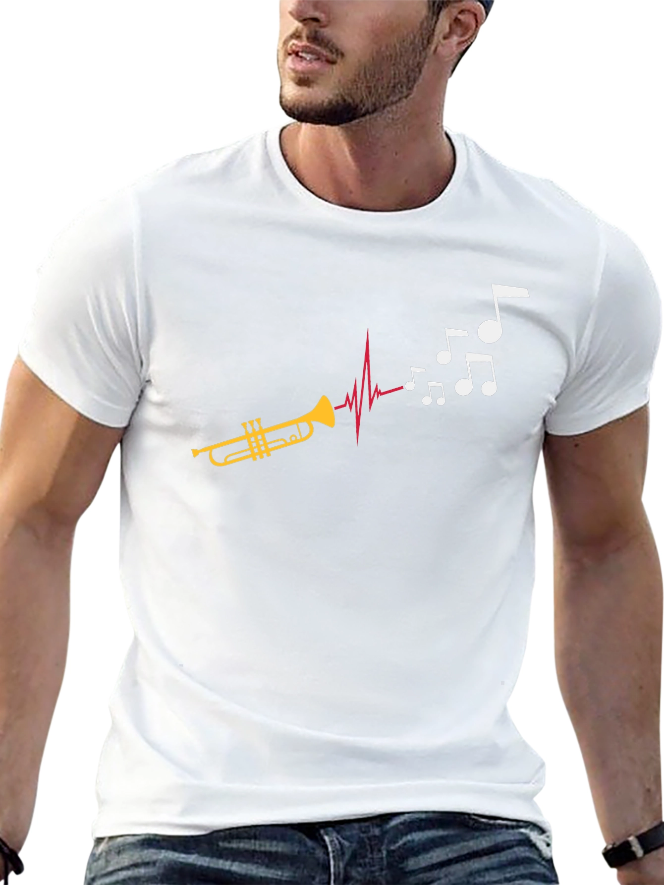 Musical Trumpet T-Shirt: Rhythm Heartbeat