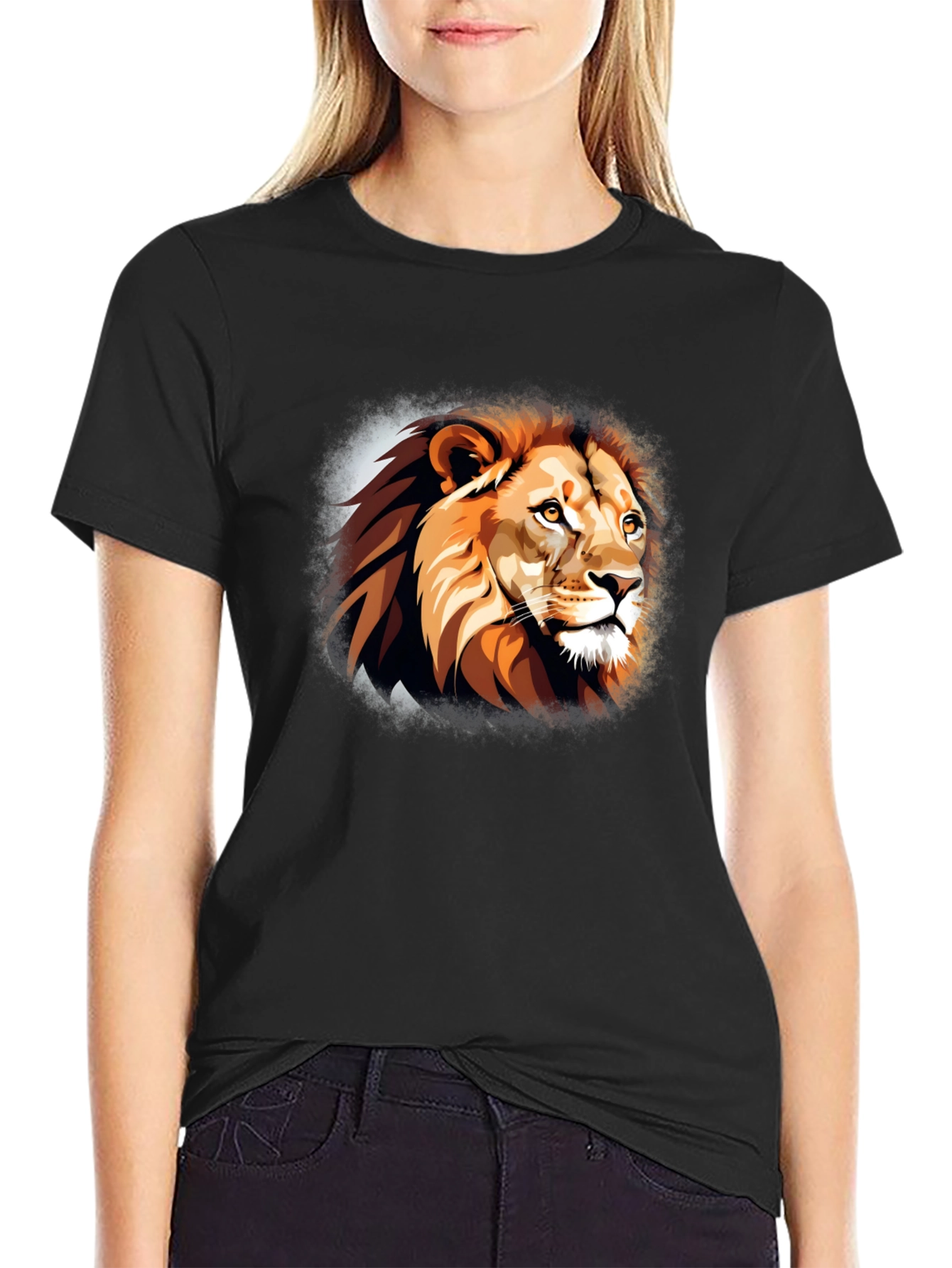 Lion Head Graphic T-Shirt - Black