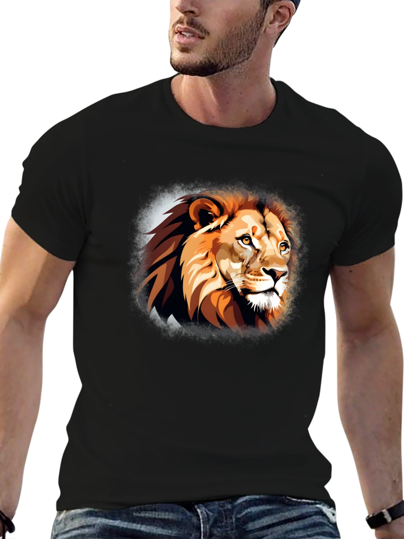 Lion Head Graphic T-Shirt - Black