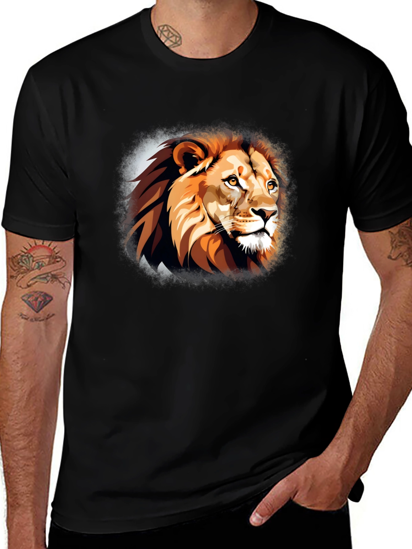 Lion Head Graphic T-Shirt - Black