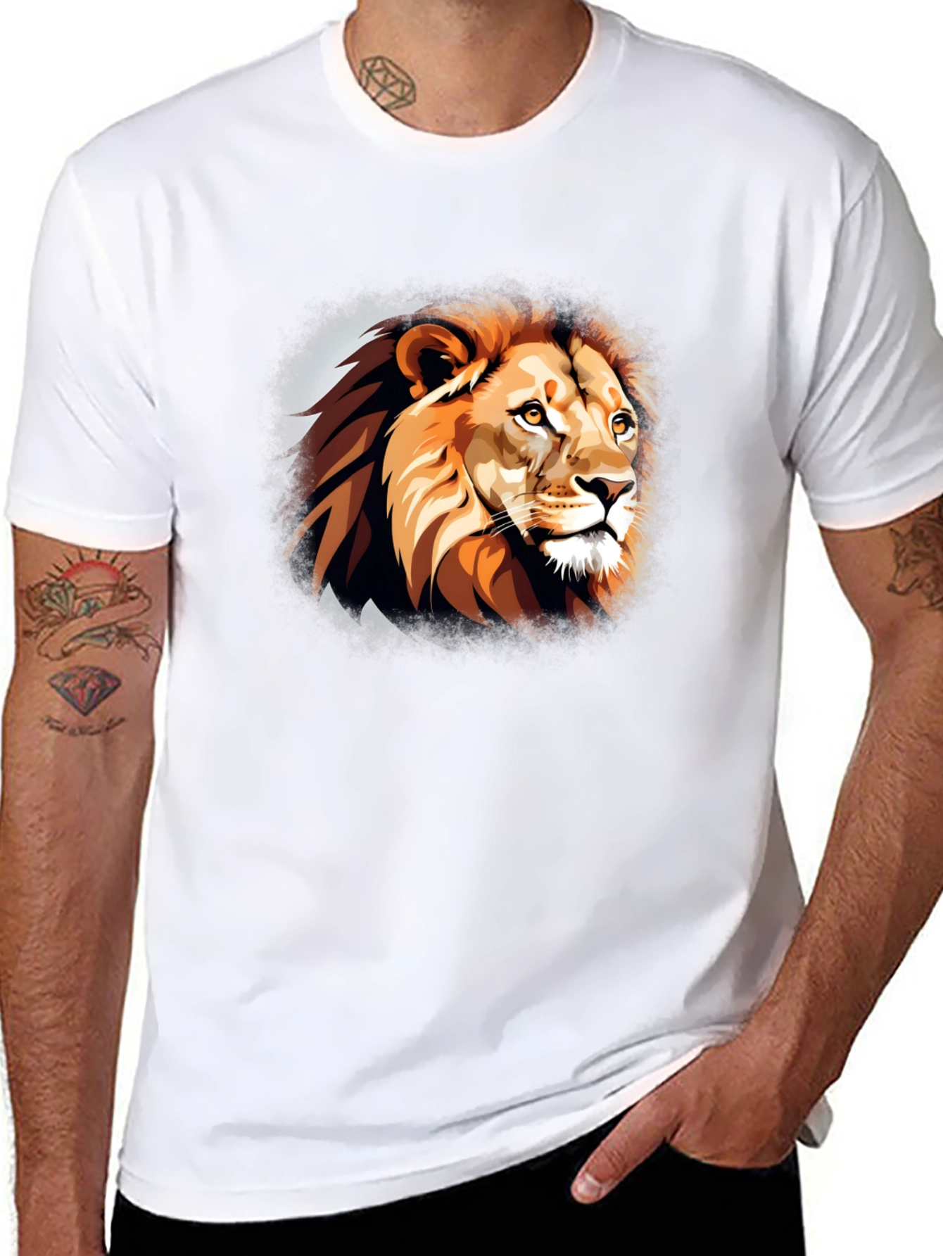 Lion Head Graphic T-Shirt - Black