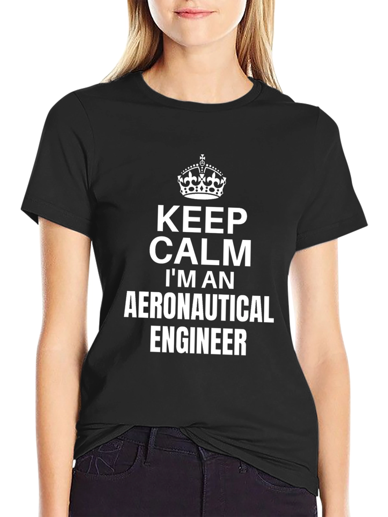 Keep Calm Aeronautical Engineer T-Shirt - Black Cotton