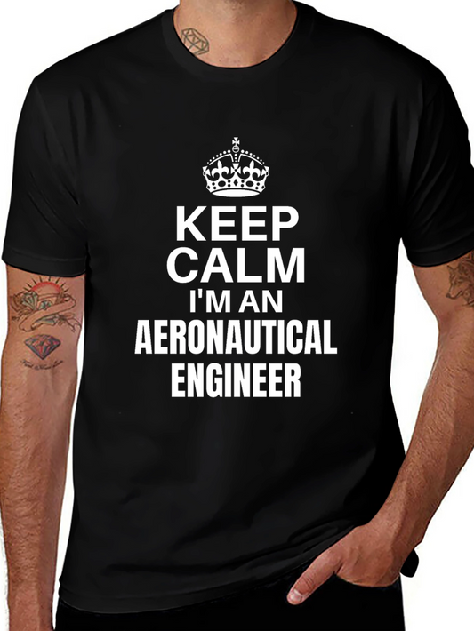 Keep Calm Aeronautical Engineer T-Shirt - Black Cotton