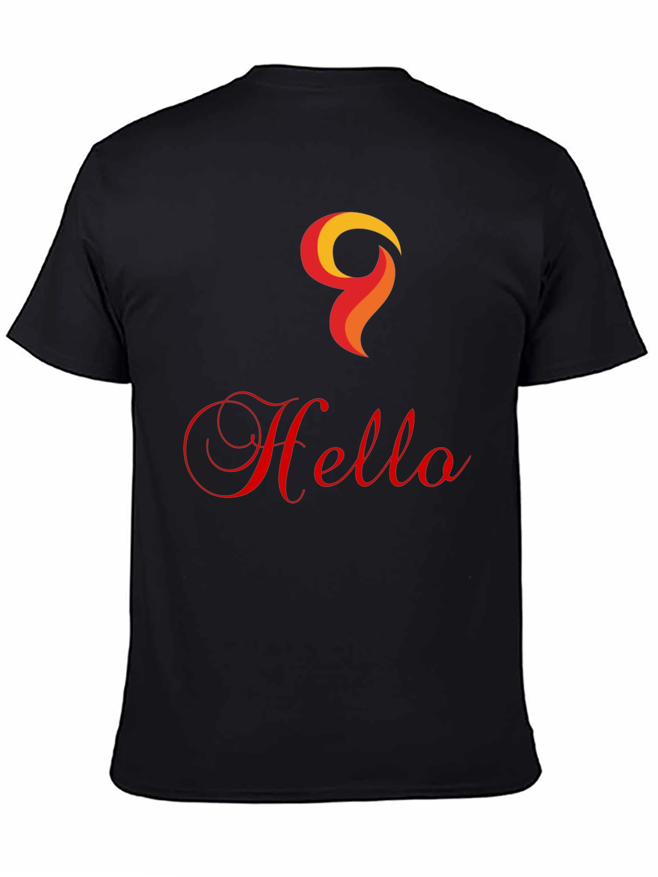 Hello Design Black Cotton T-Shirt