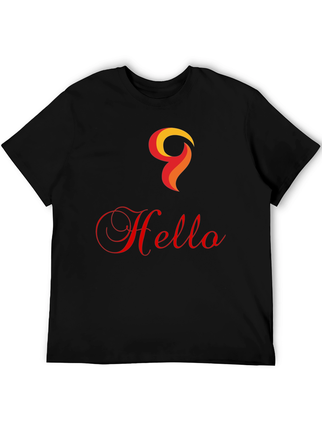 Hello Design Black Cotton T-Shirt