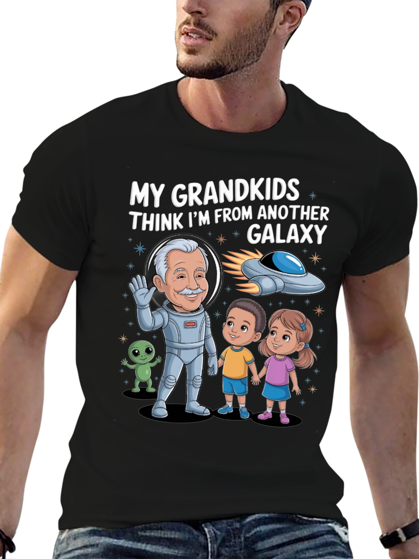 Galaxy Grandpa Graphic T-Shirt