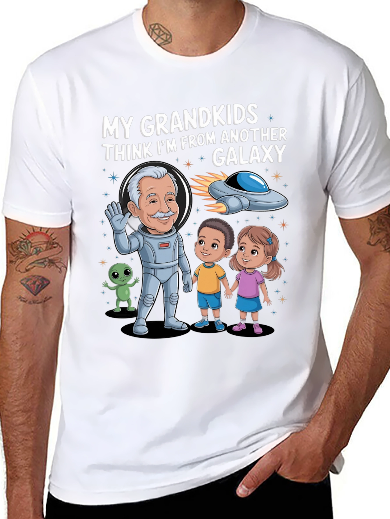 Galaxy Grandpa Graphic T-Shirt