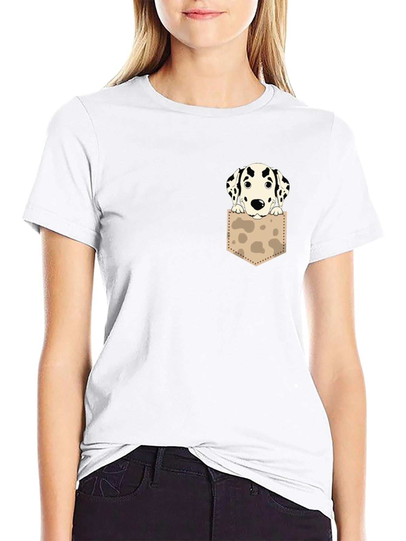 Dalmatian Puppy Pocket T-Shirt - Black