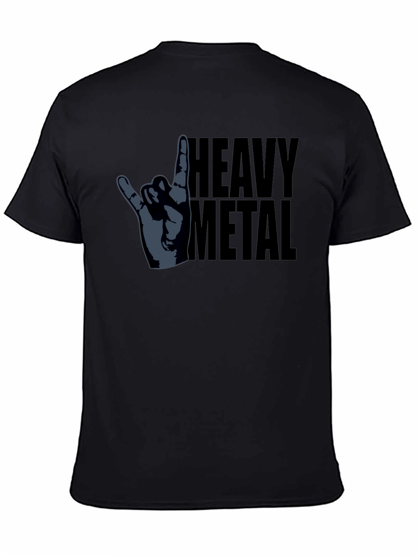 Heavy Metal Hand Gesture Graphic T-Shirt - Black