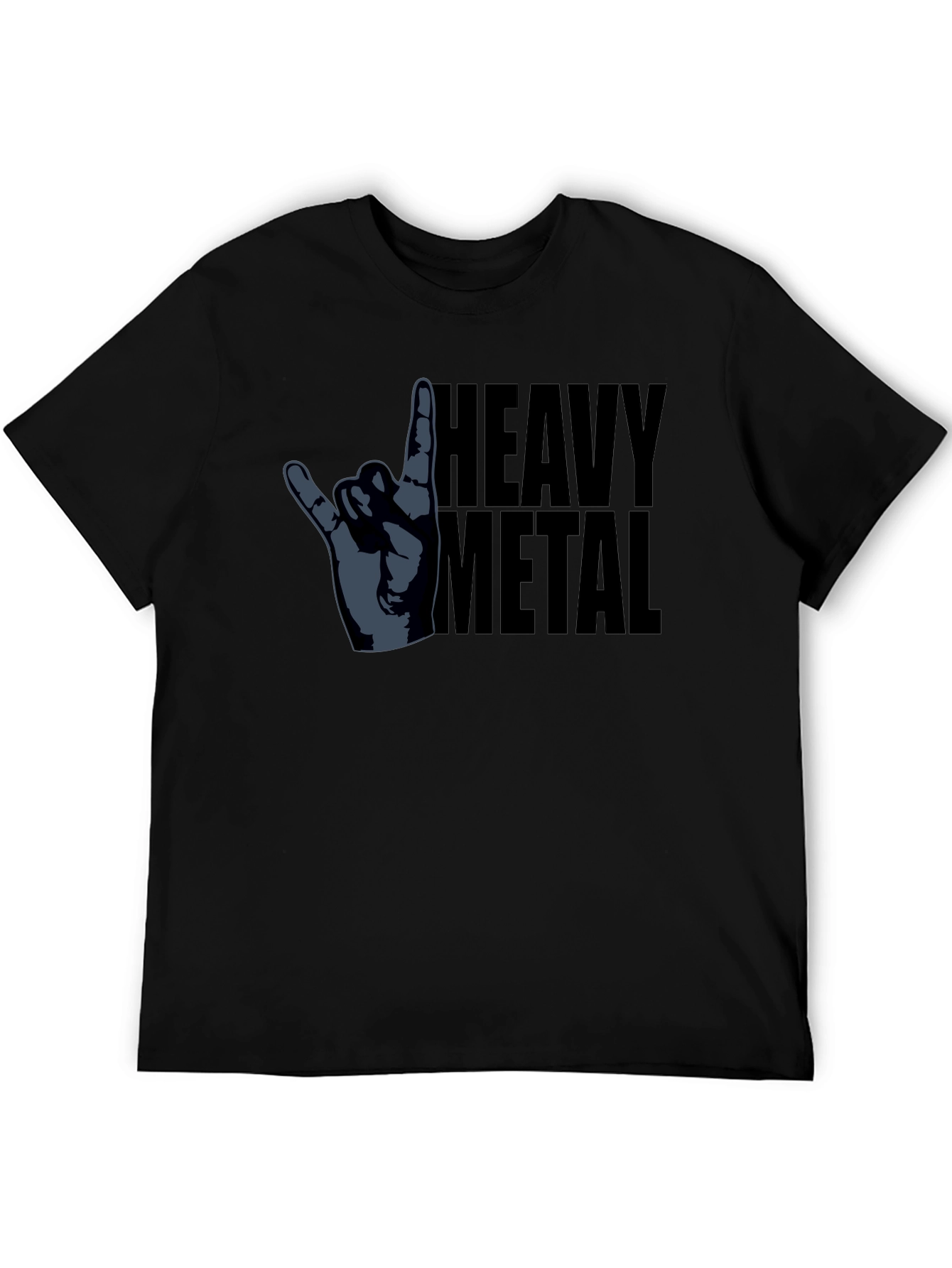Heavy Metal Hand Gesture Graphic T-Shirt - Black