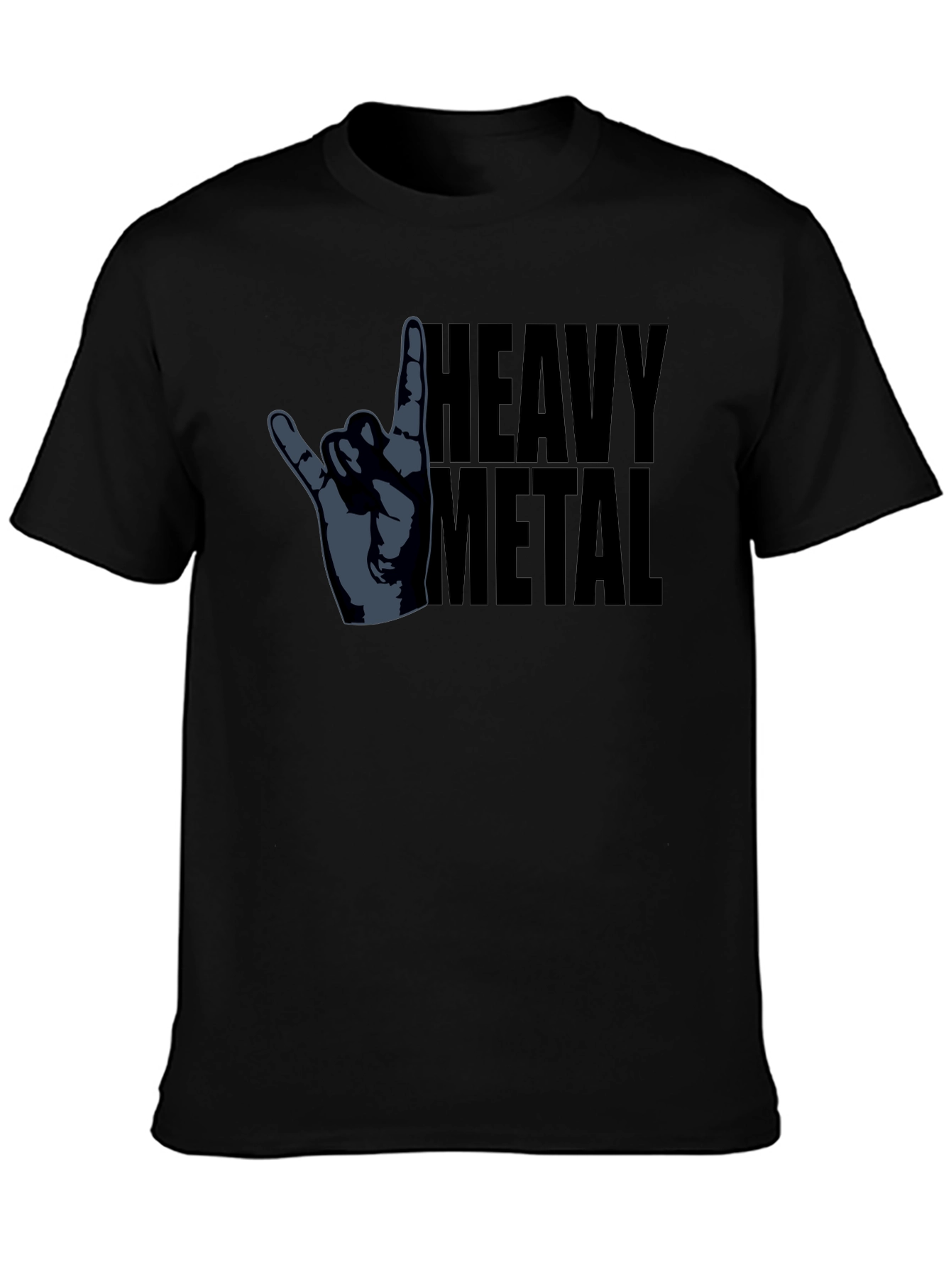 Heavy Metal Hand Gesture Graphic T-Shirt - Black