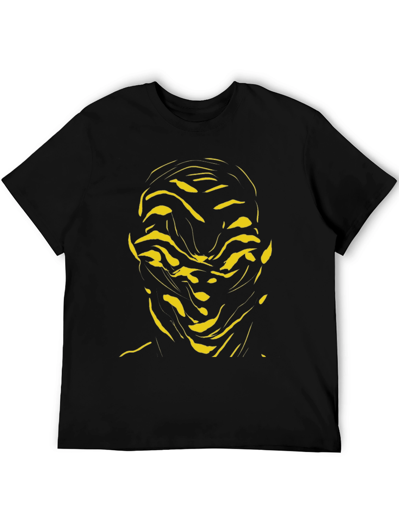 Abstract Face Graphic Tee - Black Cotton Shirt