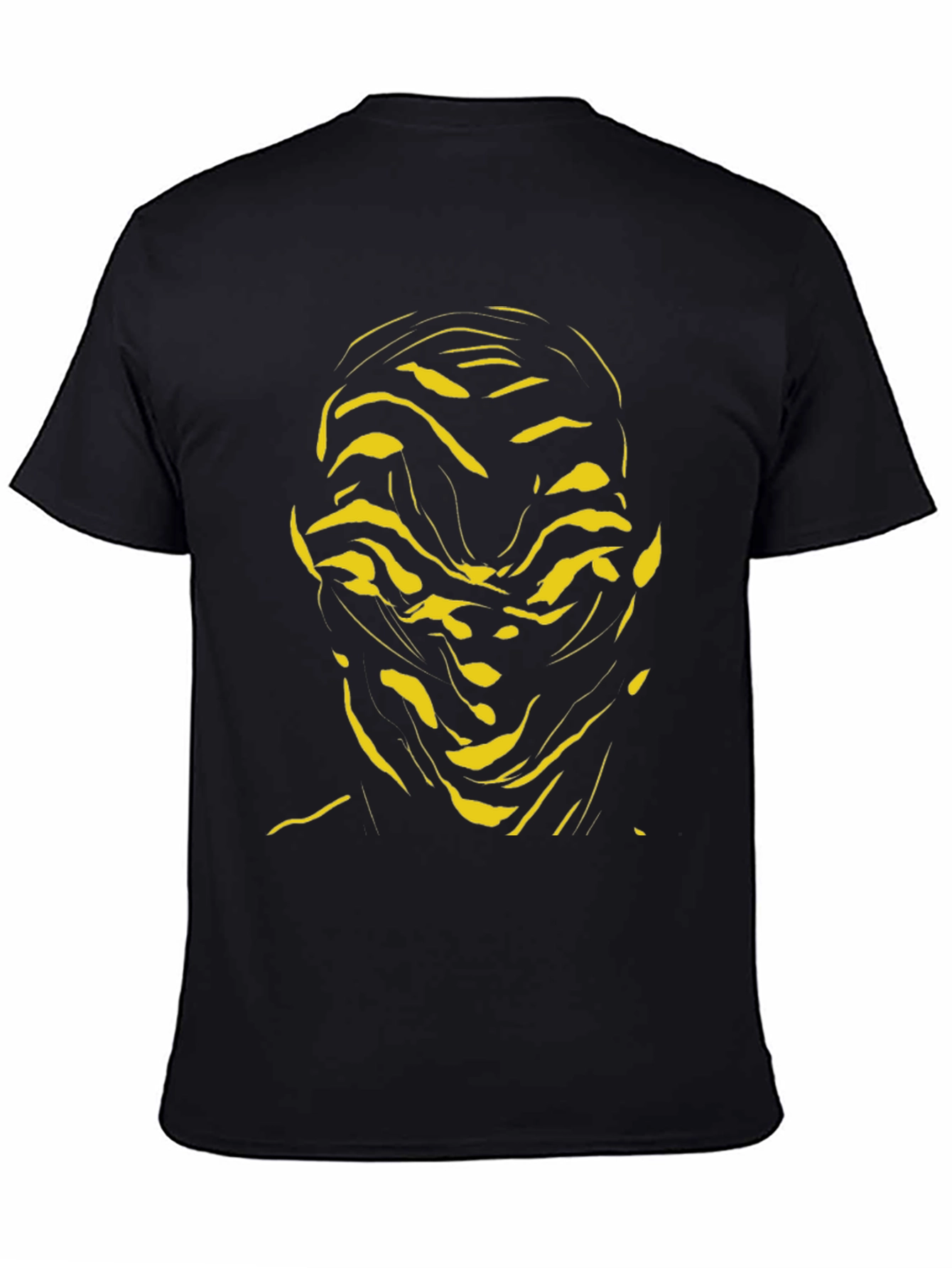 Abstract Face Graphic Tee - Black Cotton Shirt
