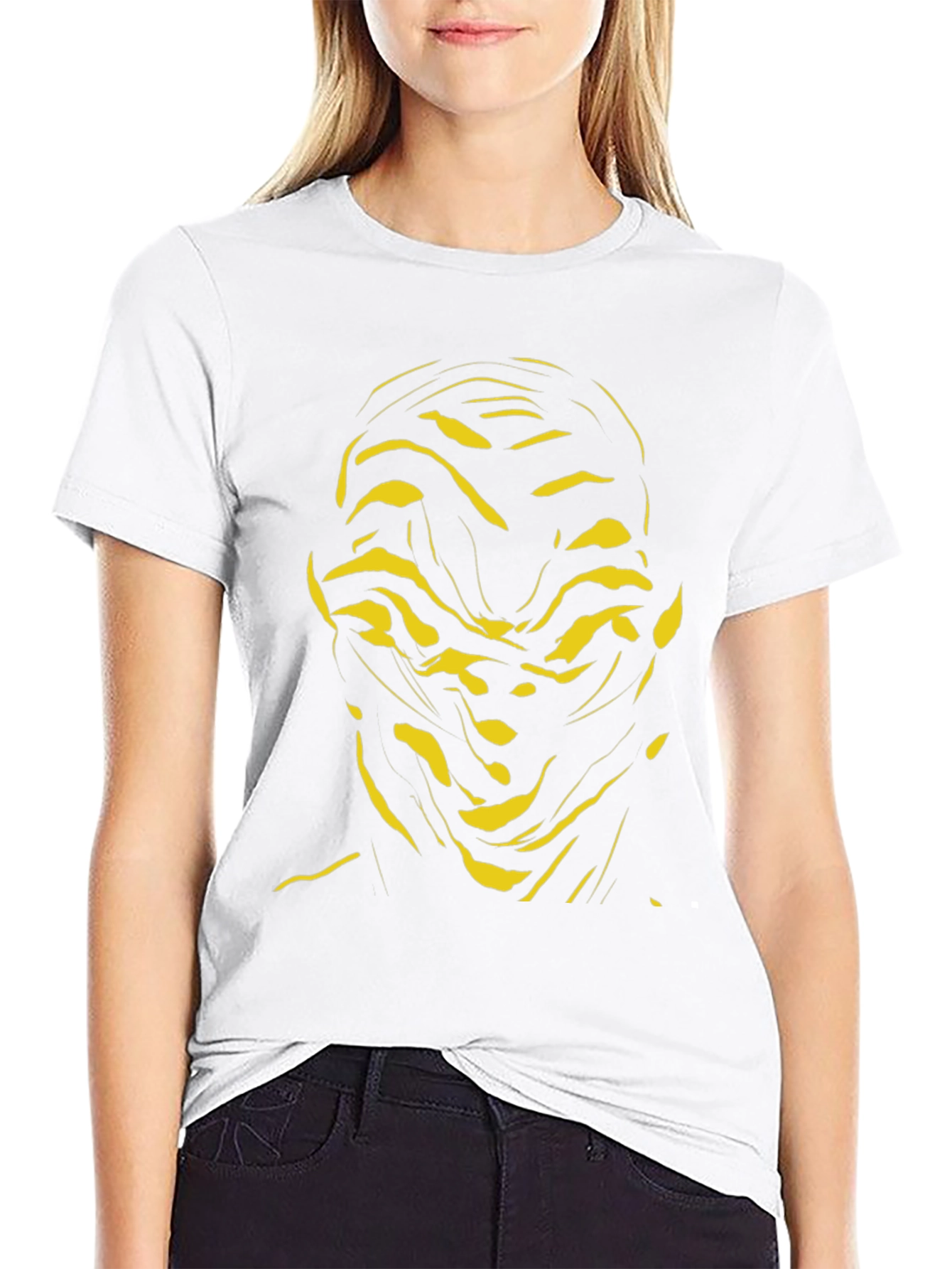 Abstract Face Graphic Tee - Black Cotton Shirt