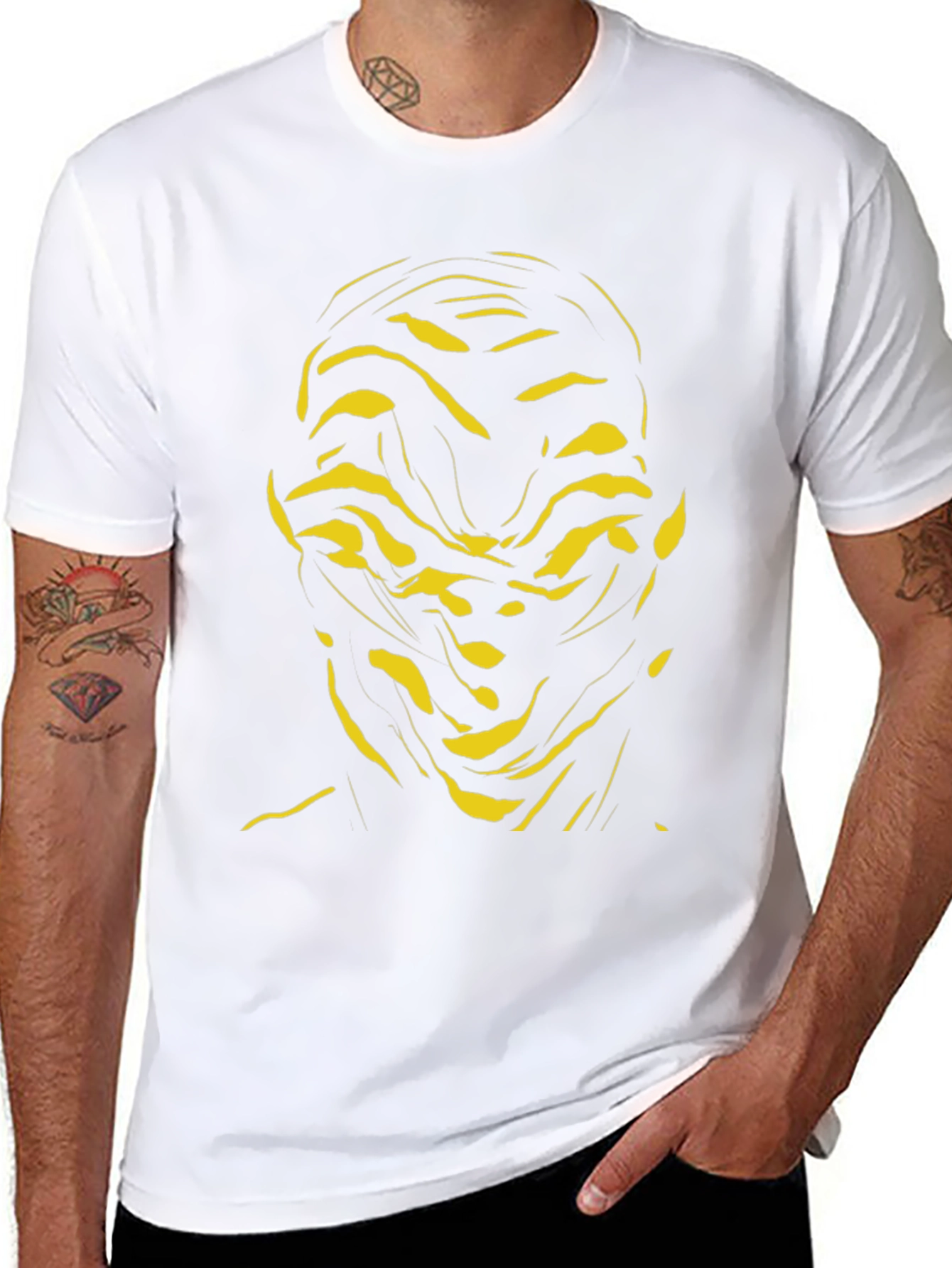 Abstract Face Graphic Tee - Black Cotton Shirt