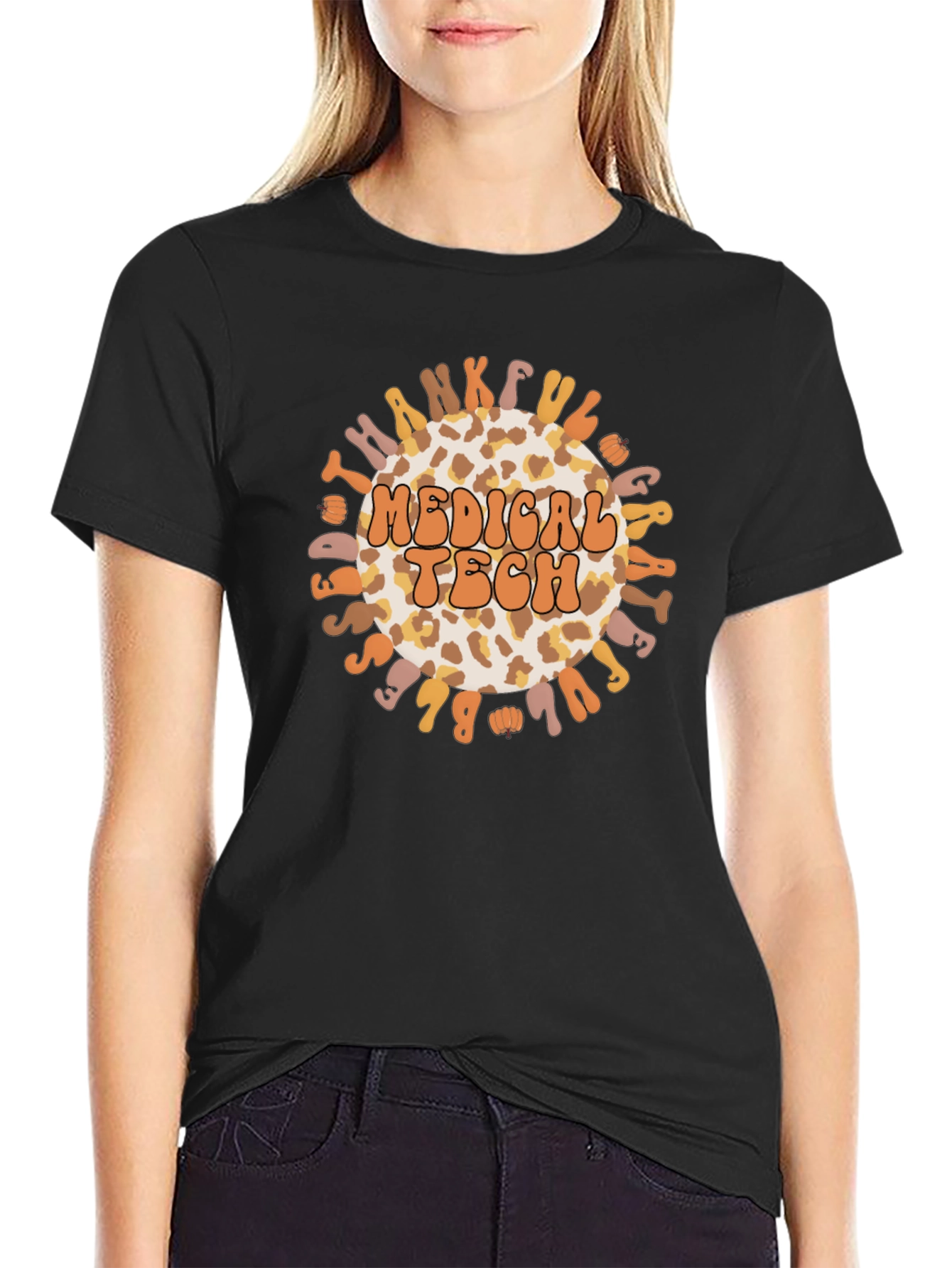 Medical Tech Leopard Print Thanksgiving Graphic Tee