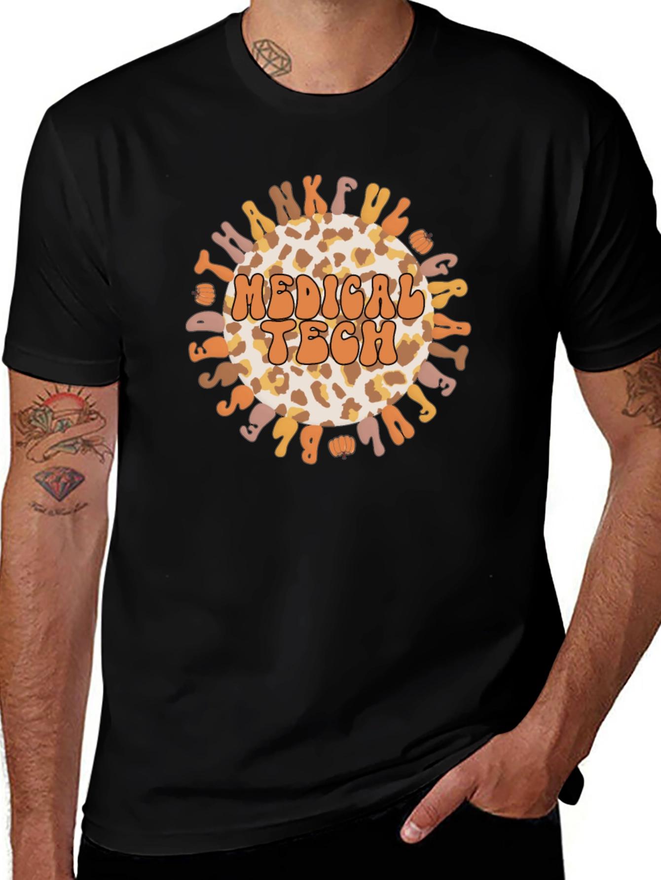 Medical Tech Leopard Print Thanksgiving Graphic Tee