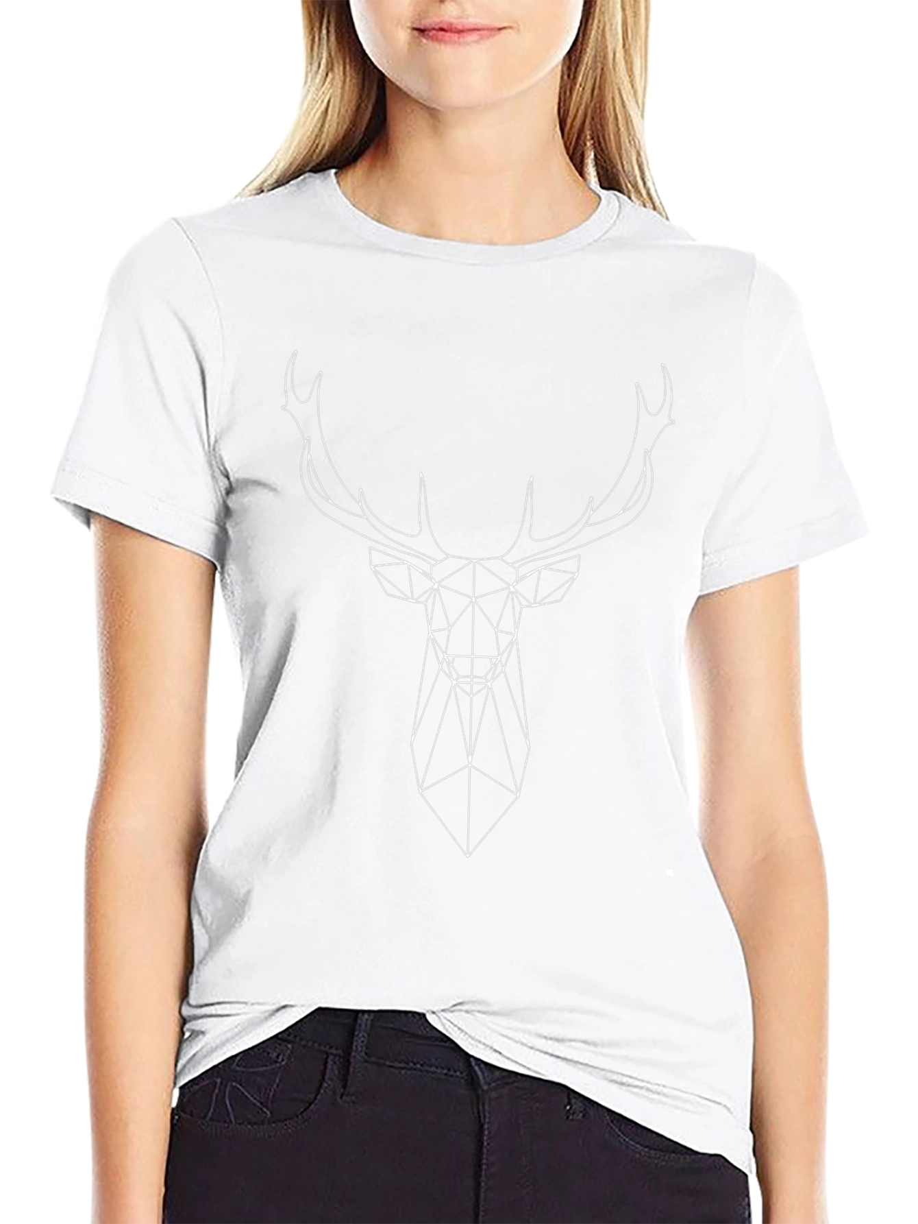 Geometric Deer Head Black T-Shirt