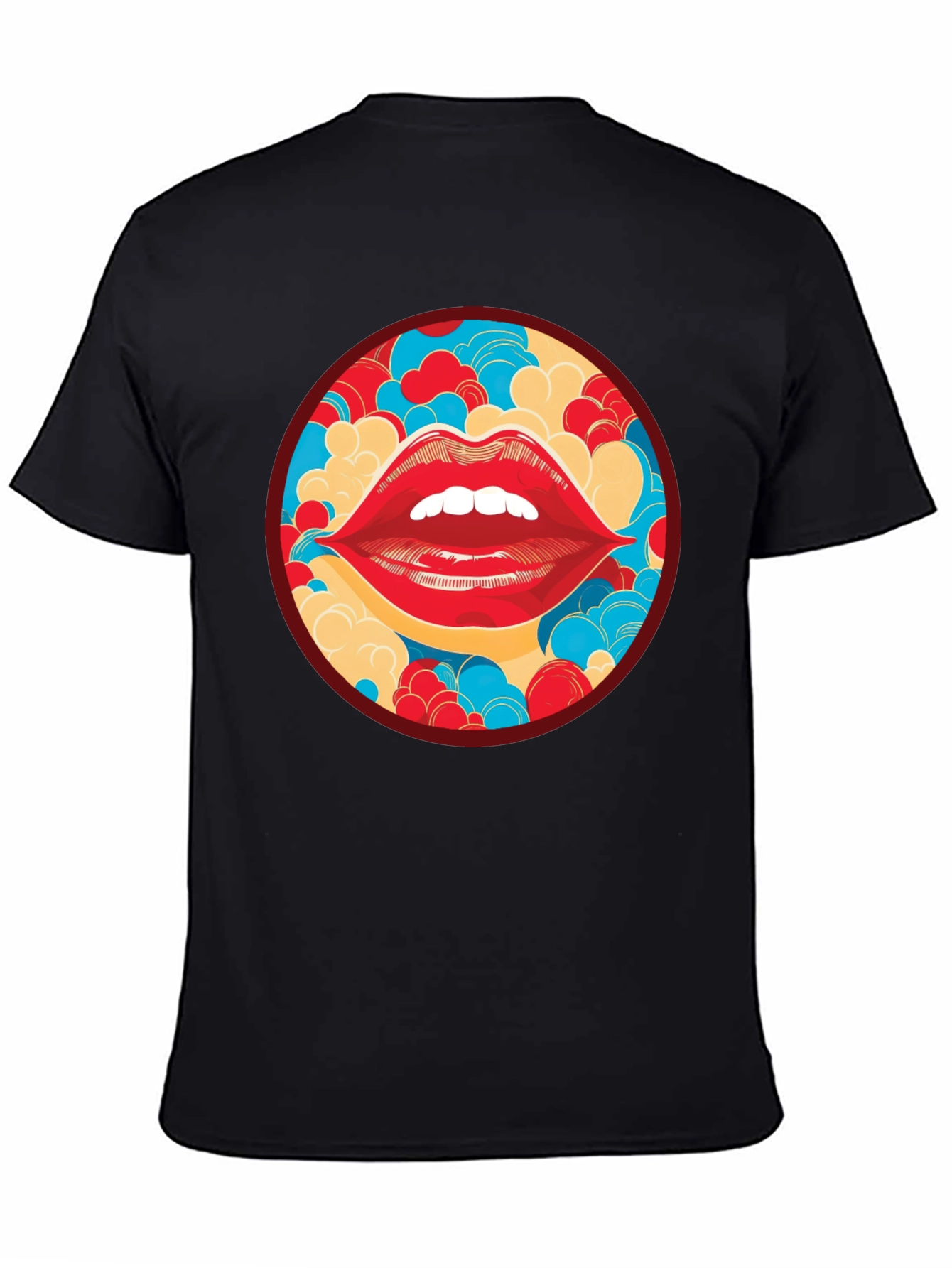 Red Lips Graphic Print Crew Neck T-Shirt
