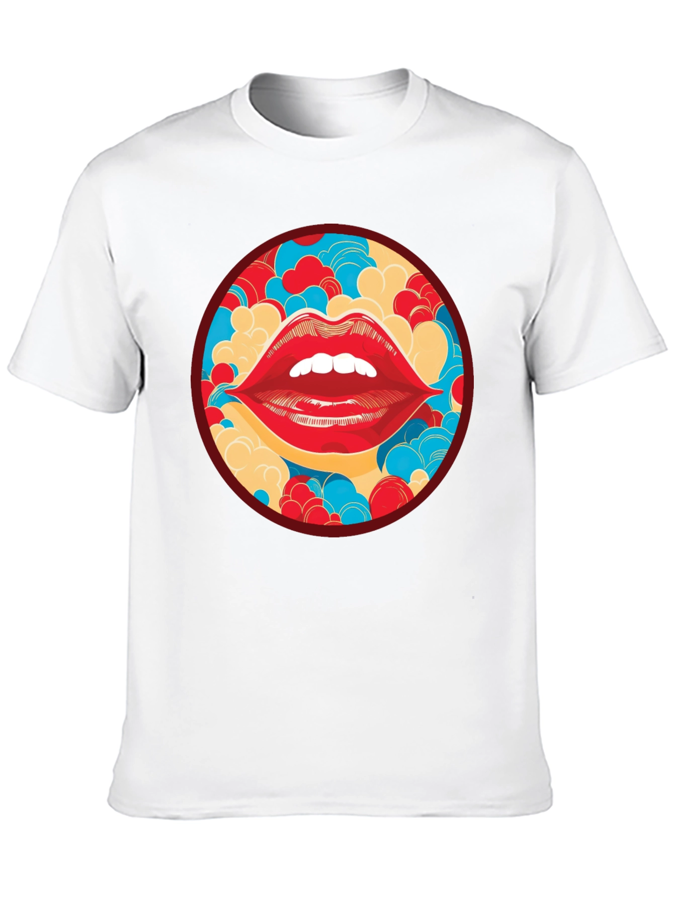 Red Lips Graphic Print Crew Neck T-Shirt