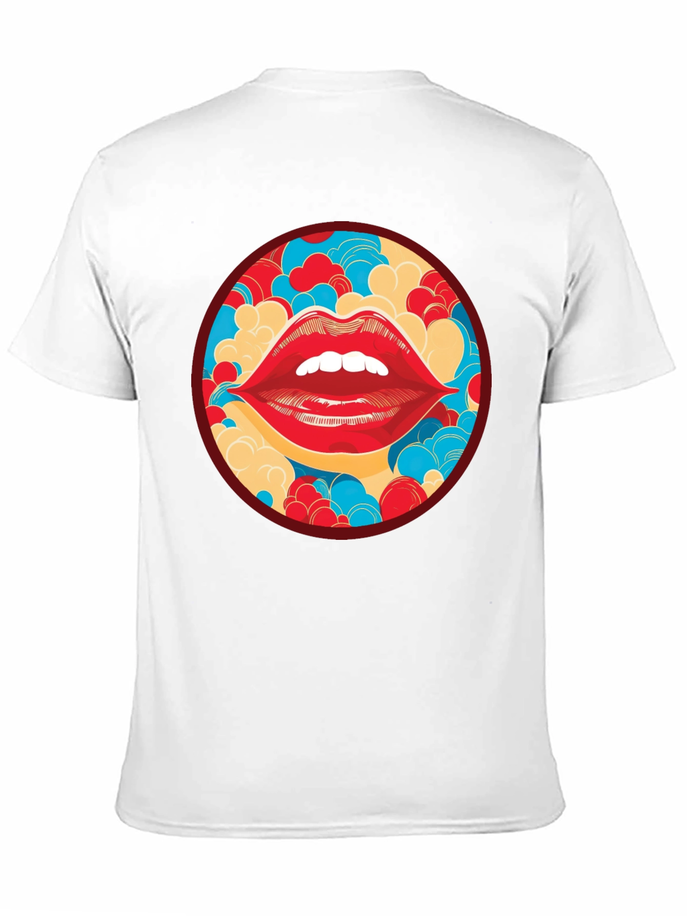 Red Lips Graphic Print Crew Neck T-Shirt