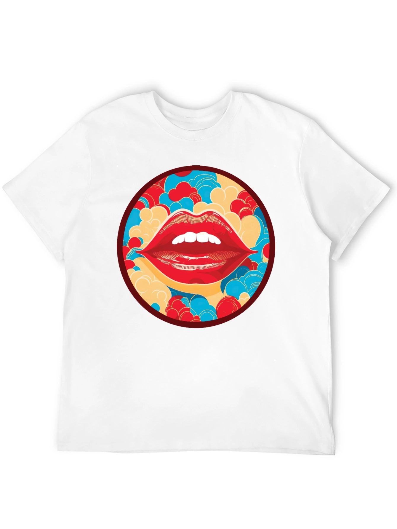 Red Lips Graphic Print Crew Neck T-Shirt