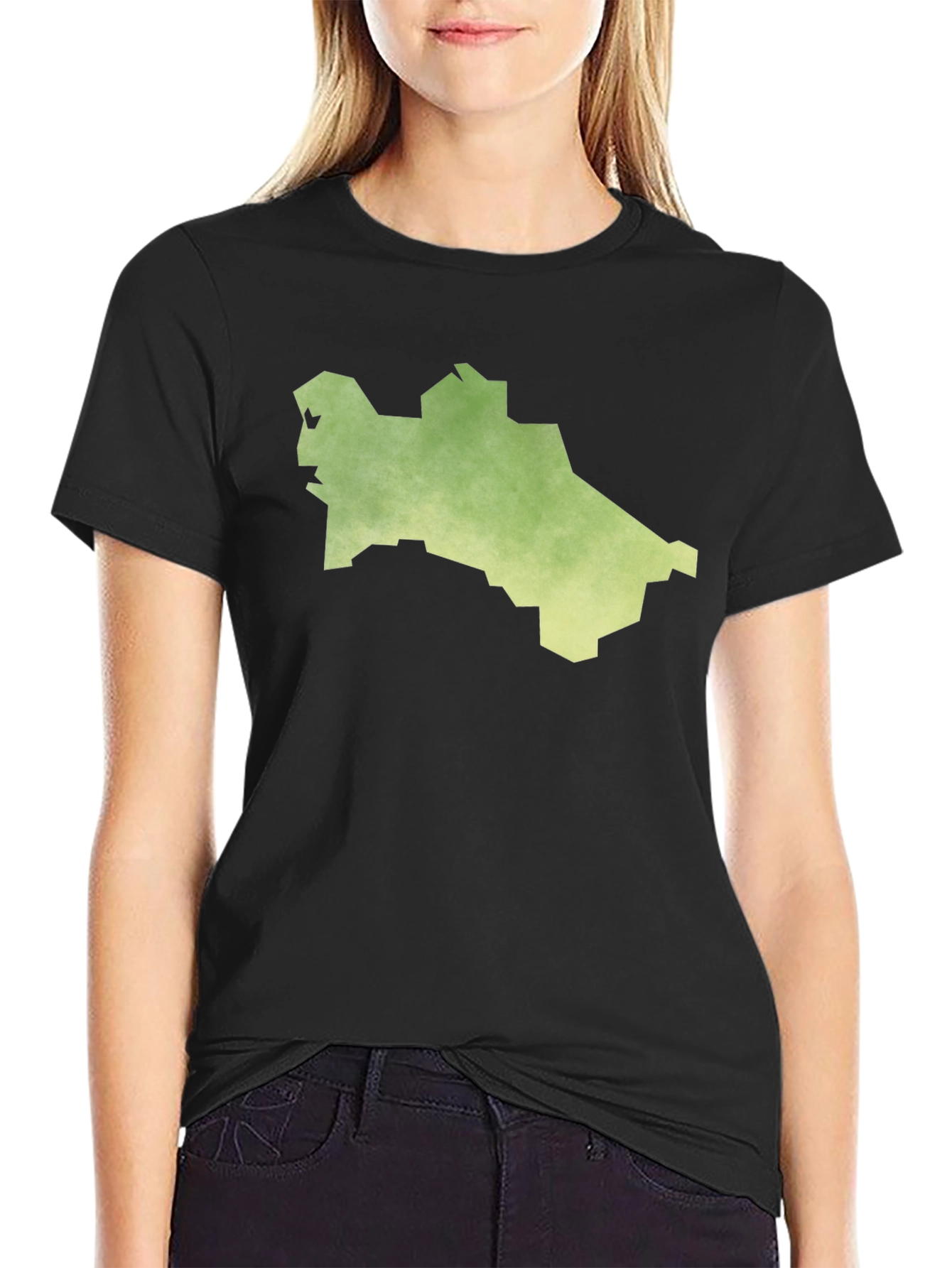 Turkmenistan Map T-Shirt - Black Cotton Tee
