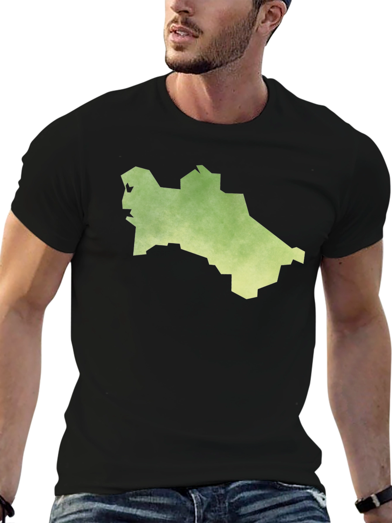 Turkmenistan Map T-Shirt - Black Cotton Tee