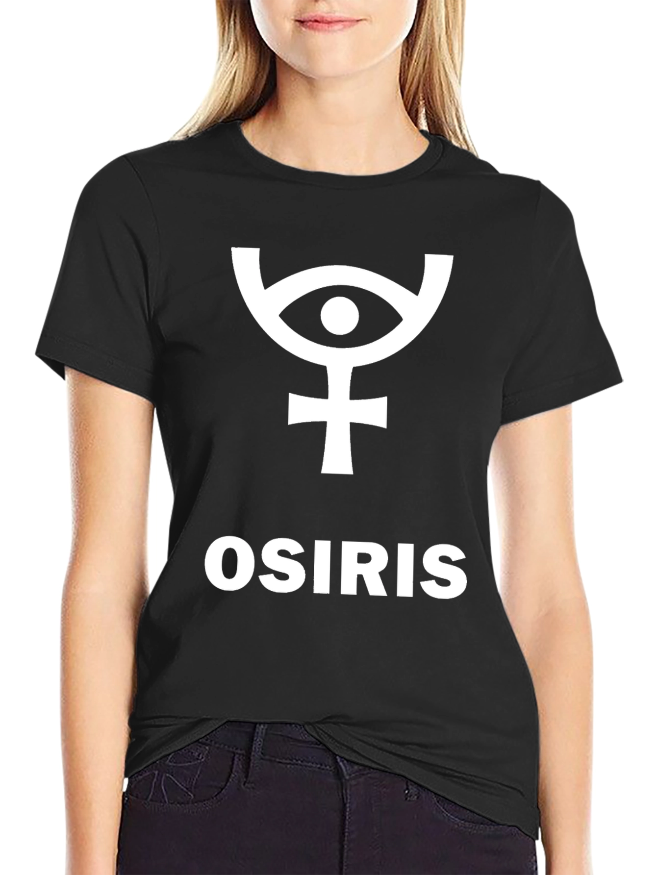 Osiris T-Shirt Egyptian Mythology Ankh Eye Black Cotton Tee