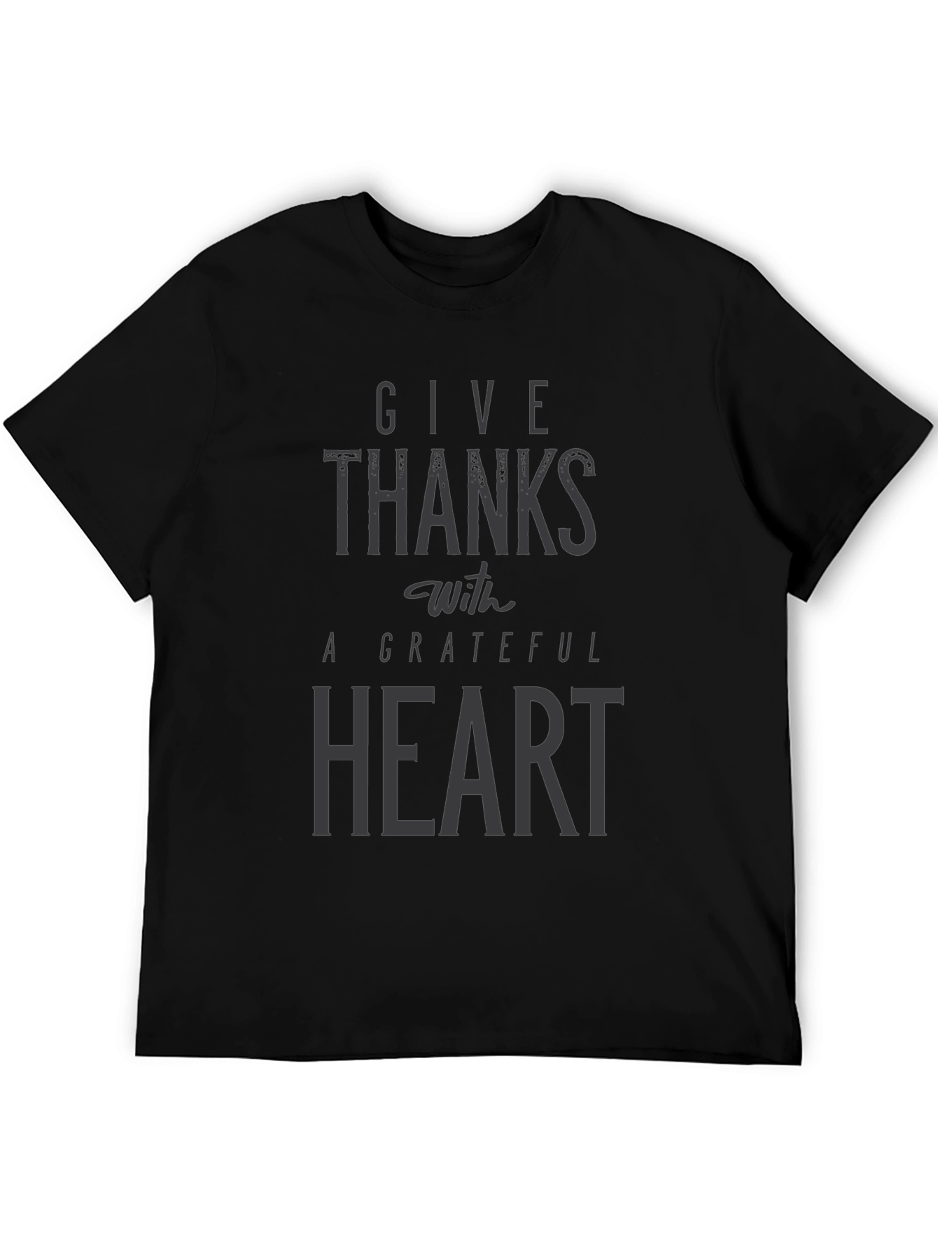 Give Thanks Grateful Heart Black T-Shirt