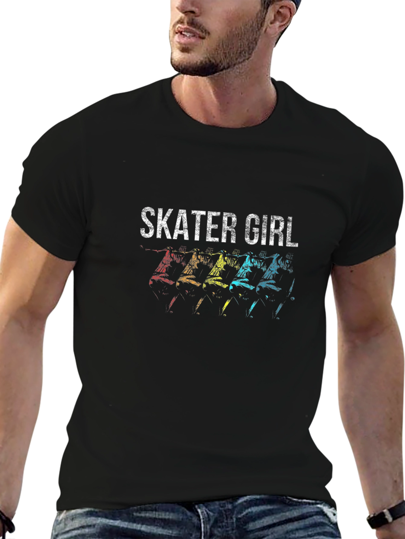 Skater Girl Graphic Tee - Retro Skateboard Design