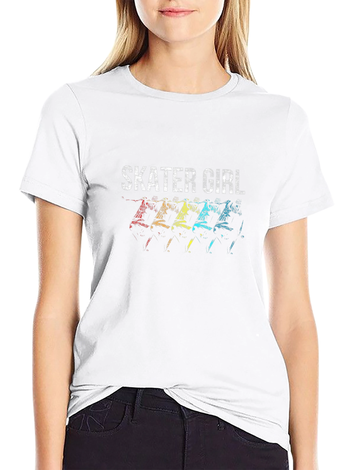 Skater Girl Graphic Tee - Retro Skateboard Design