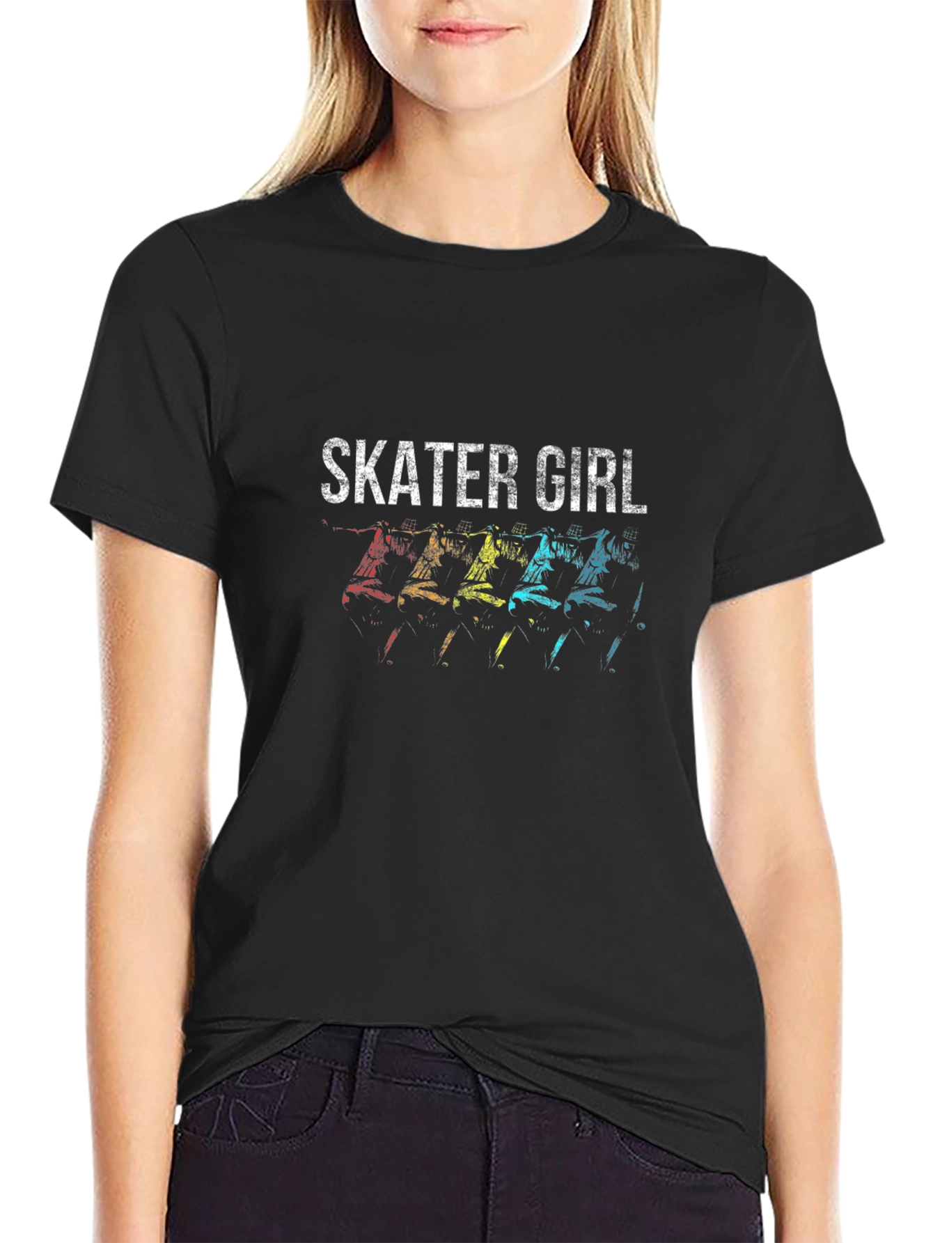 Skater Girl Graphic Tee - Retro Skateboard Design