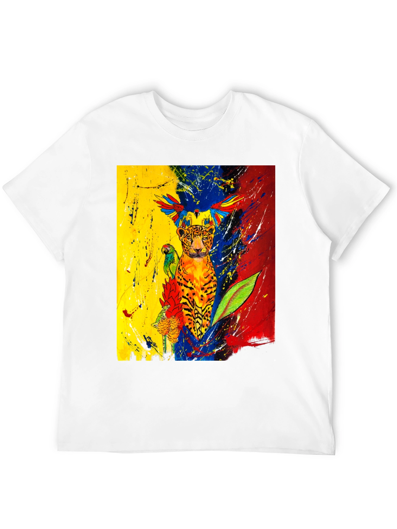 Vibrant Wildlife Art T-Shirt - Black