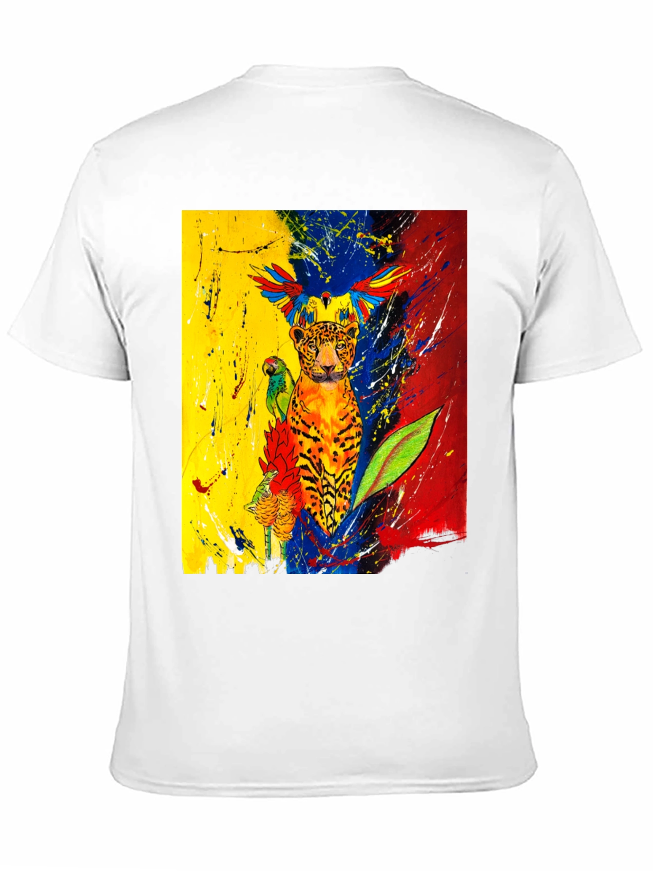 Vibrant Wildlife Art T-Shirt - Black