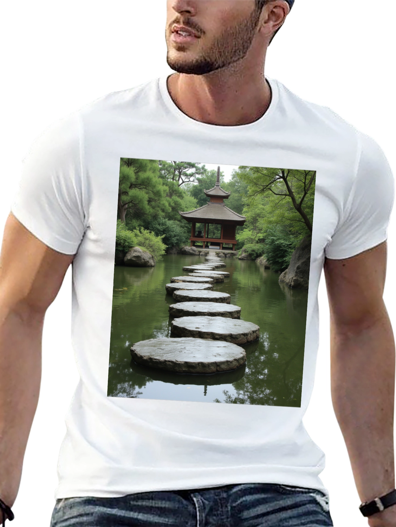 Zen Garden Stepping Stone Pagoda Graphic T-Shirt
