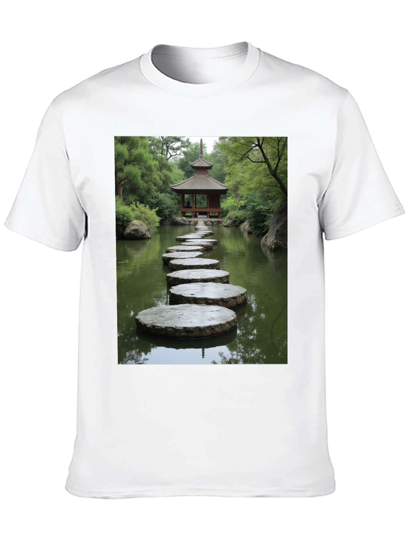 Zen Garden Stepping Stone Pagoda Graphic T-Shirt