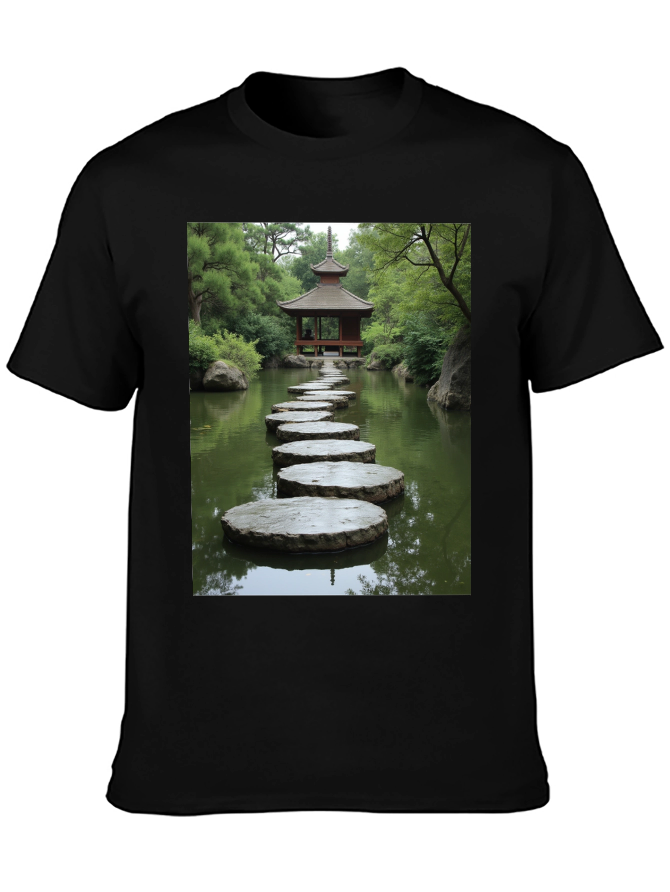 Zen Garden Stepping Stone Pagoda Graphic T-Shirt
