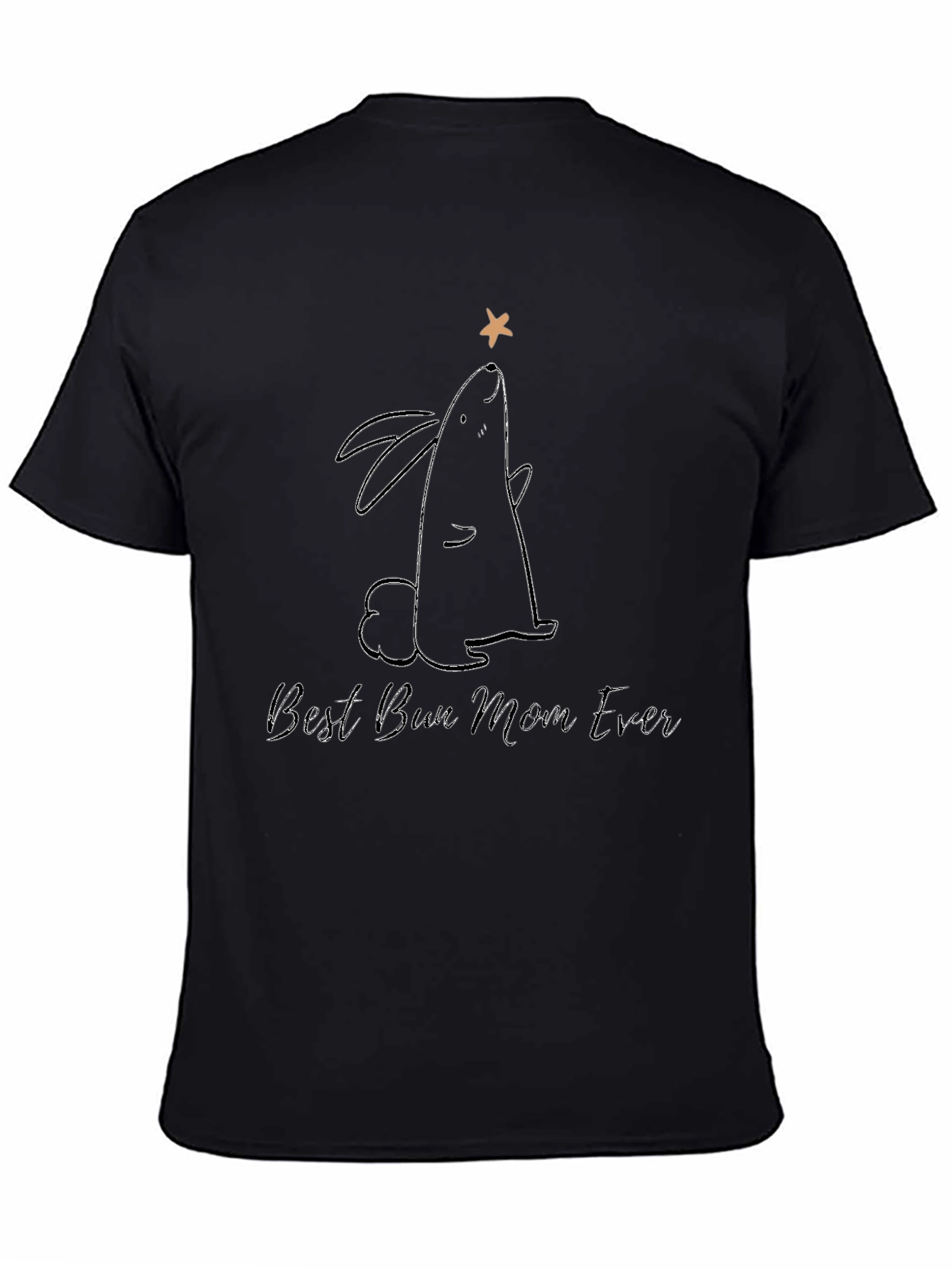 Best Bun Mom Ever T-Shirt - Black Rabbit Graphic